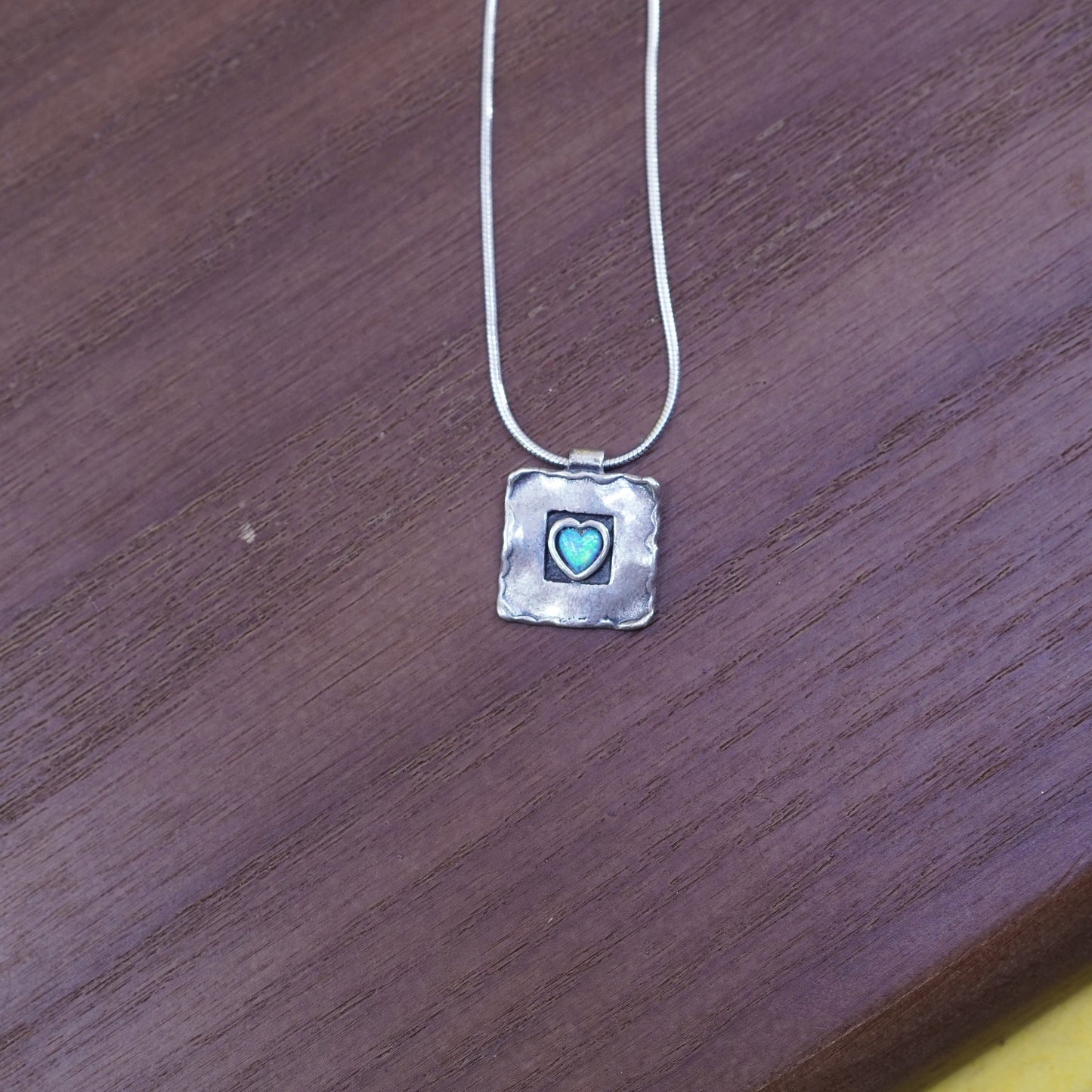 18”, Shablool Didae Sterling 925 silver necklace, snake chain square pendant