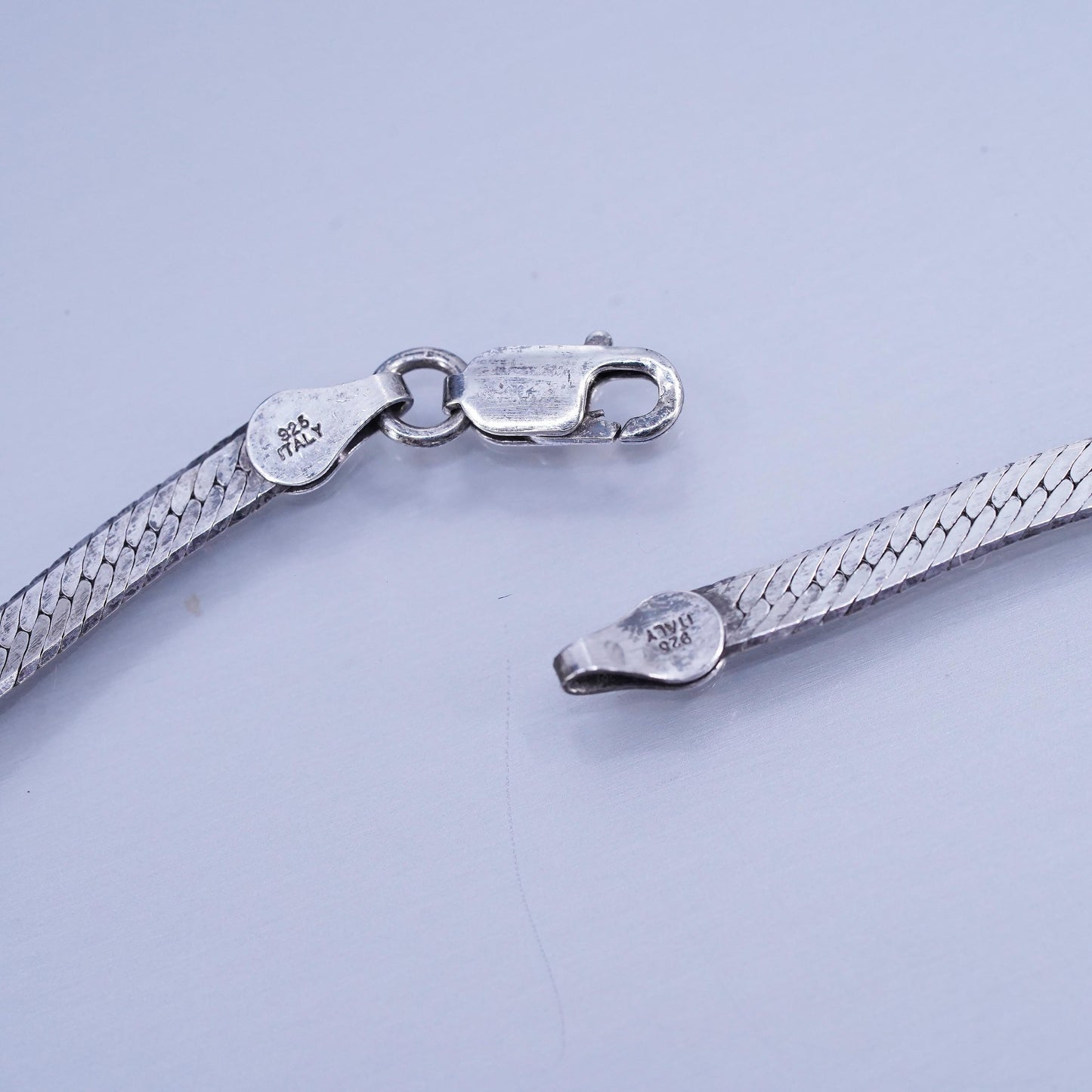 24” 3mm, vintage Italy Sterling 925 silver herringbone chain necklace