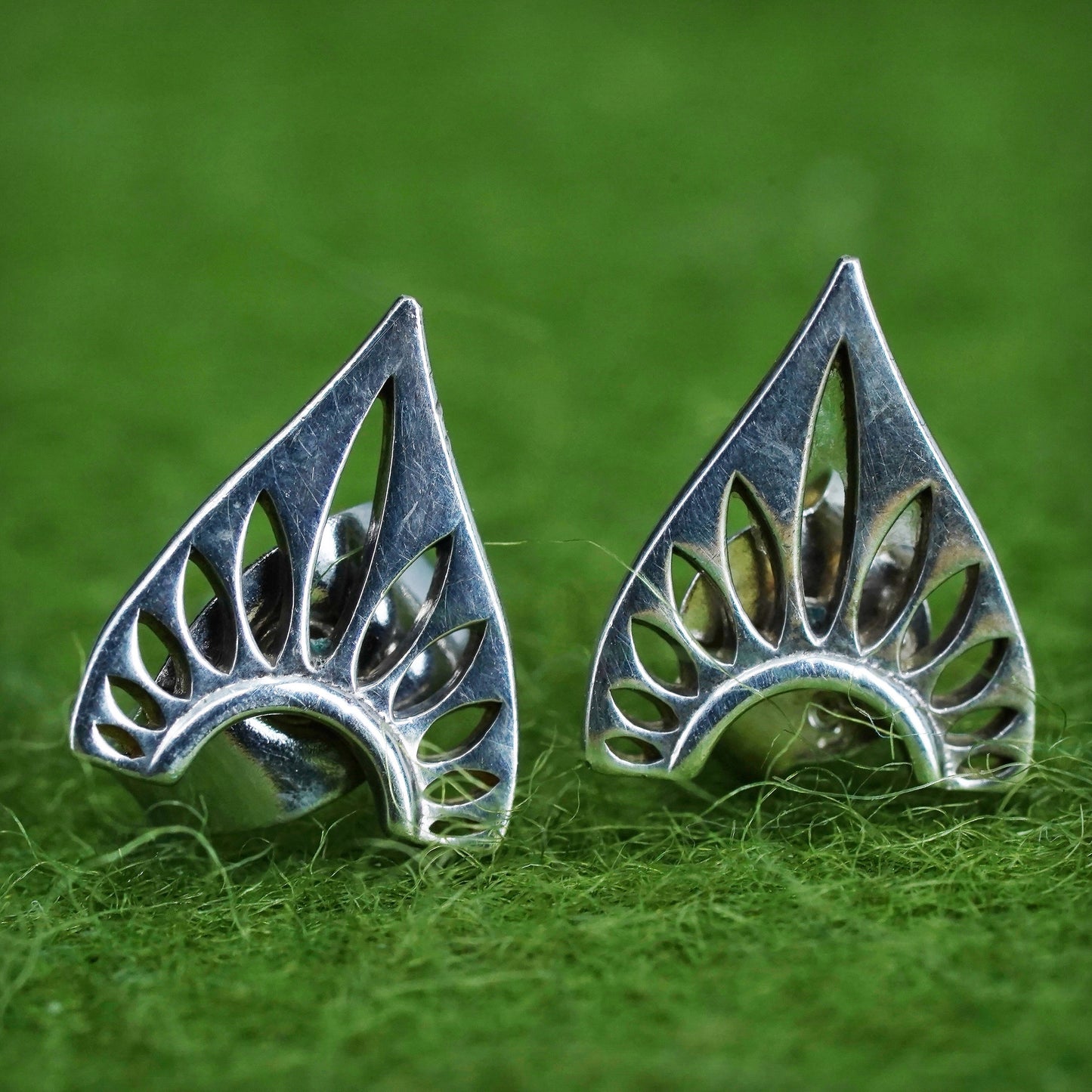 Vintage sterling silver studs, handmade 925 earrings