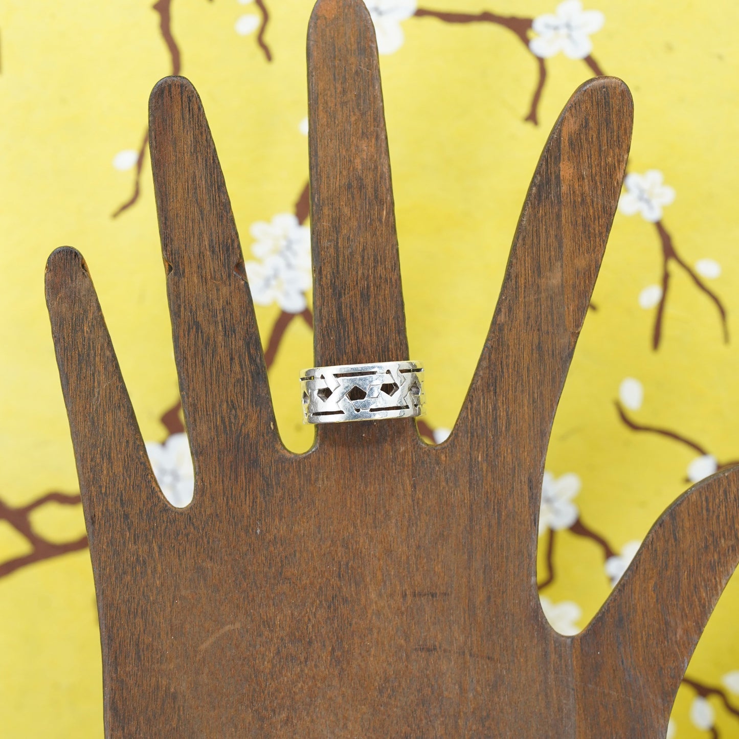 Size 6.5, vintage Sterling silver handmade ring, 925 star hexagram band