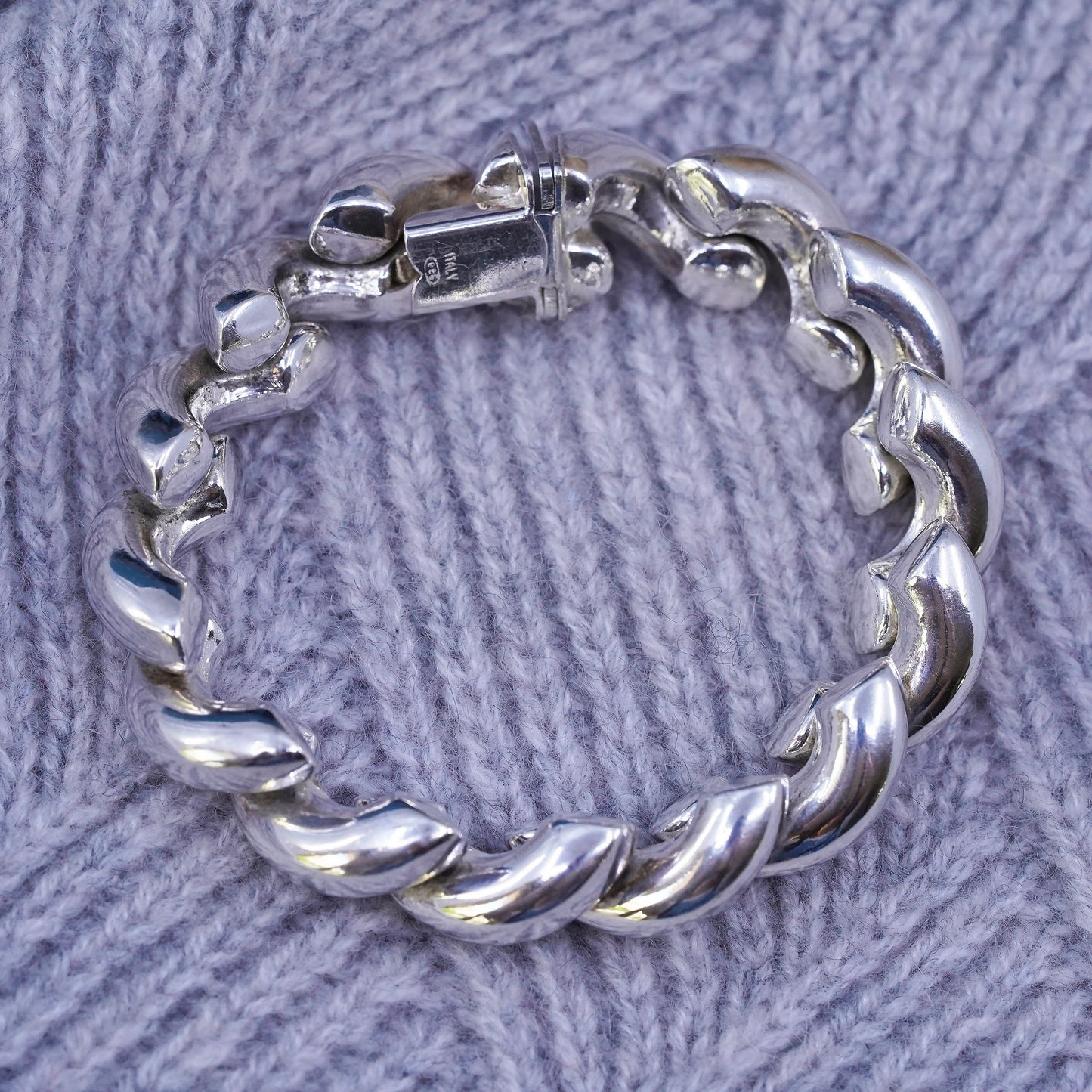6", 15mm, vintage Italian Sterling silver men's bracelet, 925 San Marco chain