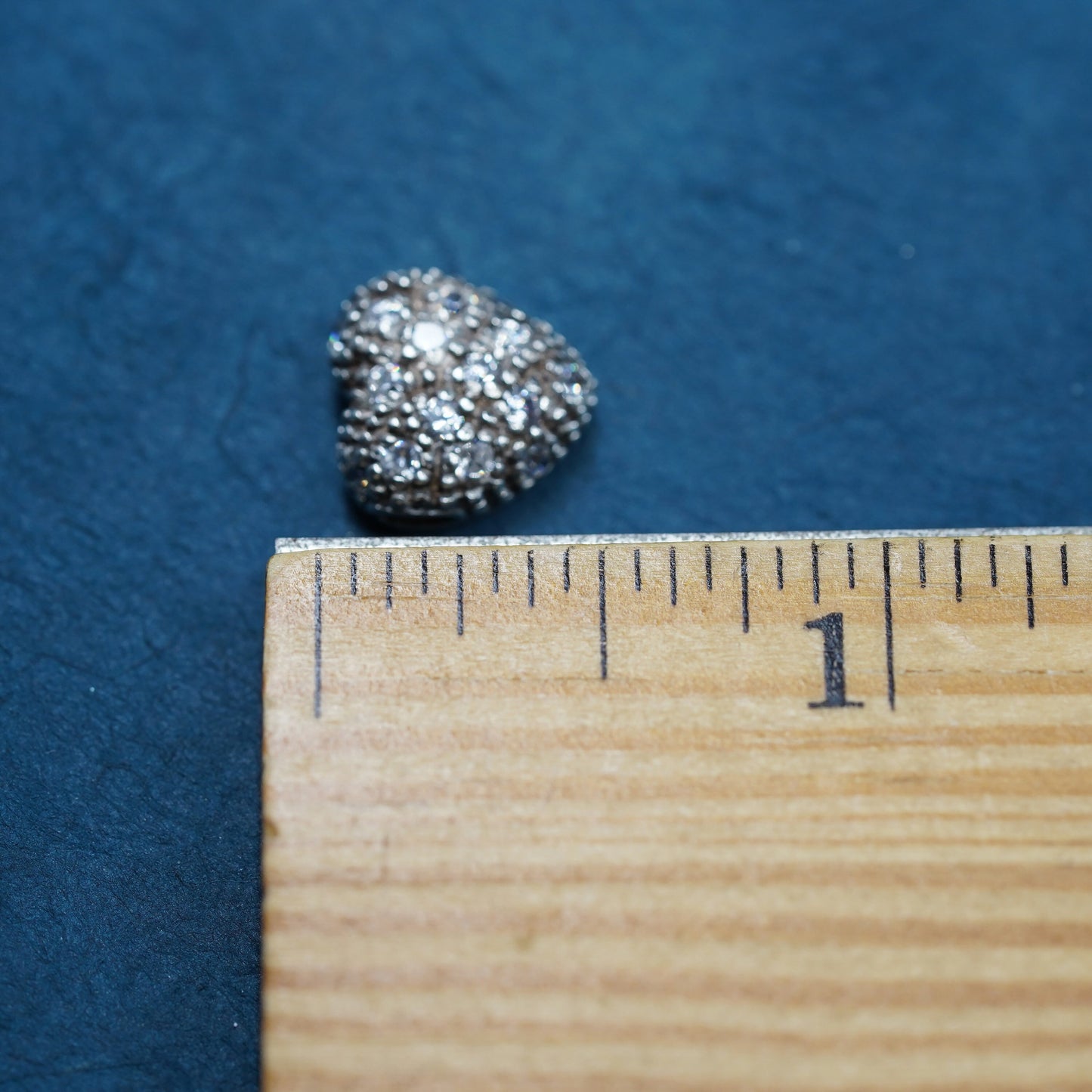 Vintage Sterling silver handmade pedant, 925 heart with crystal details