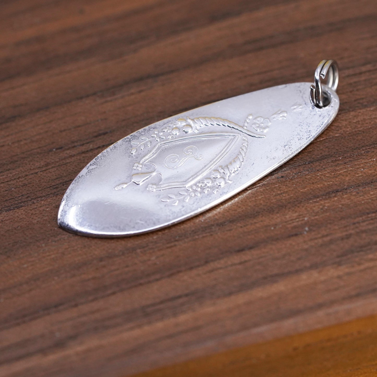 Vintage Sterling silver handmade charm, 925 spoon tag pendant, silver tested