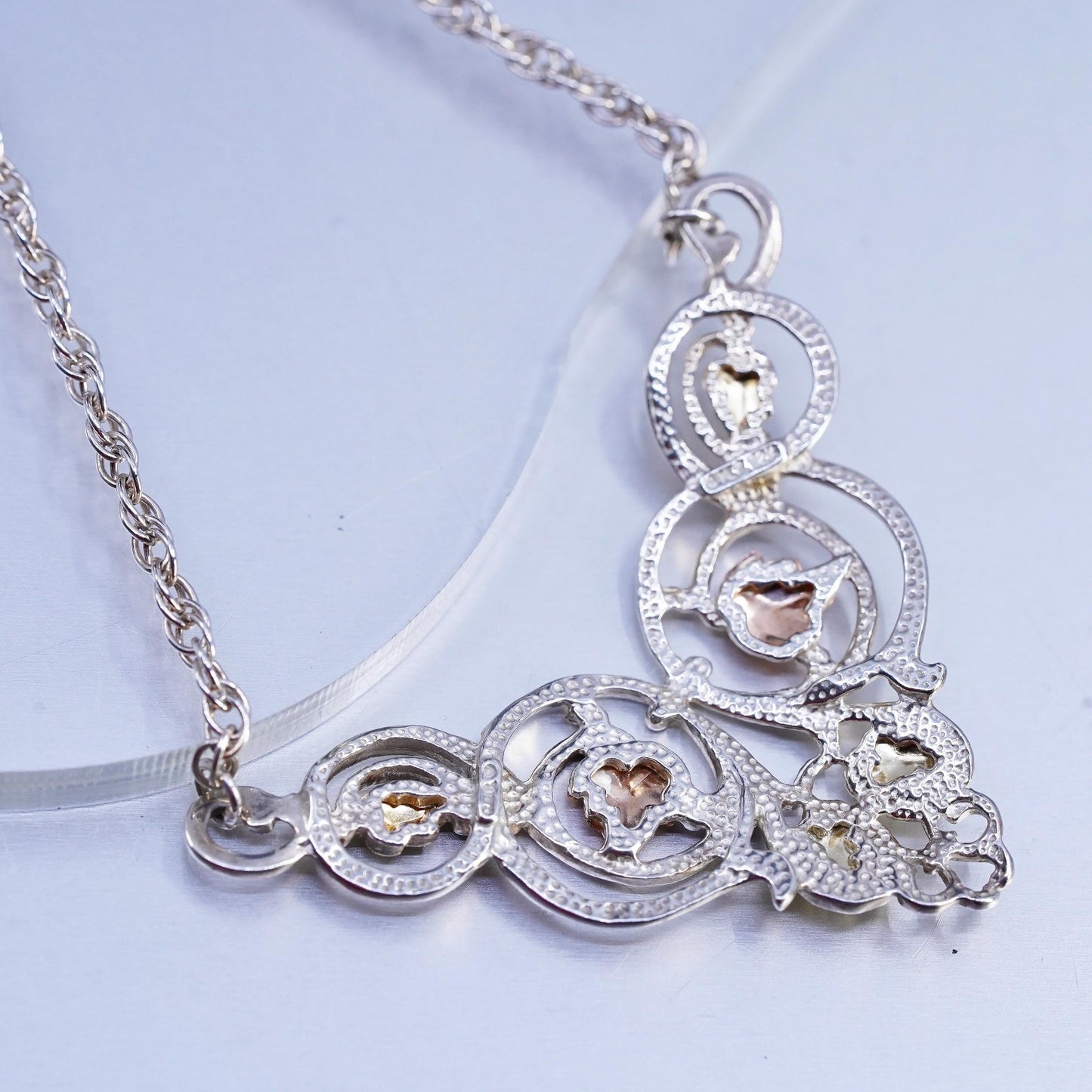 18” Black Hills Co CCO Sterling 925 silver necklace 12K rose gold grape vines