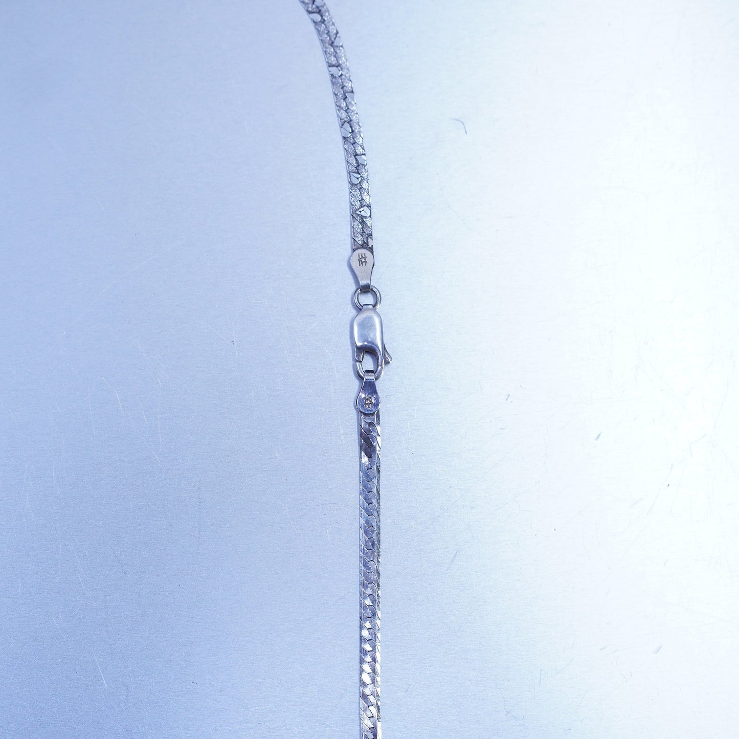 24” 3mm, vintage Sterling 925 silver textured herringbone chain necklace