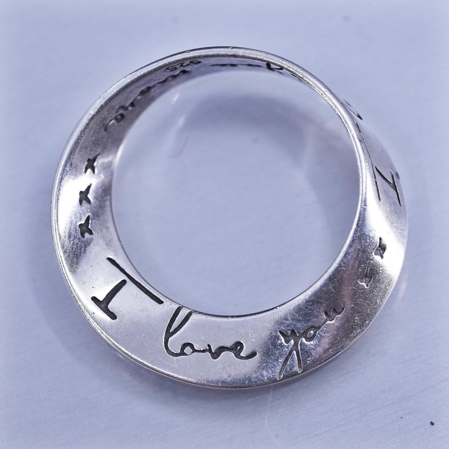 DVB sterling silver pendant, 925 infinity loop circle charm “I love you”