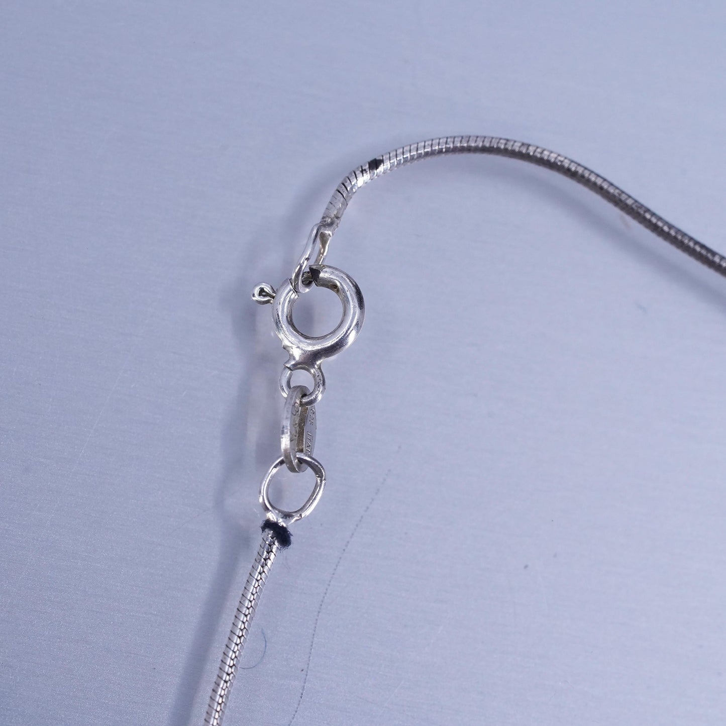 18”, VTG Sterling 925 silver handmade snake necklace fringe teardrop pendant