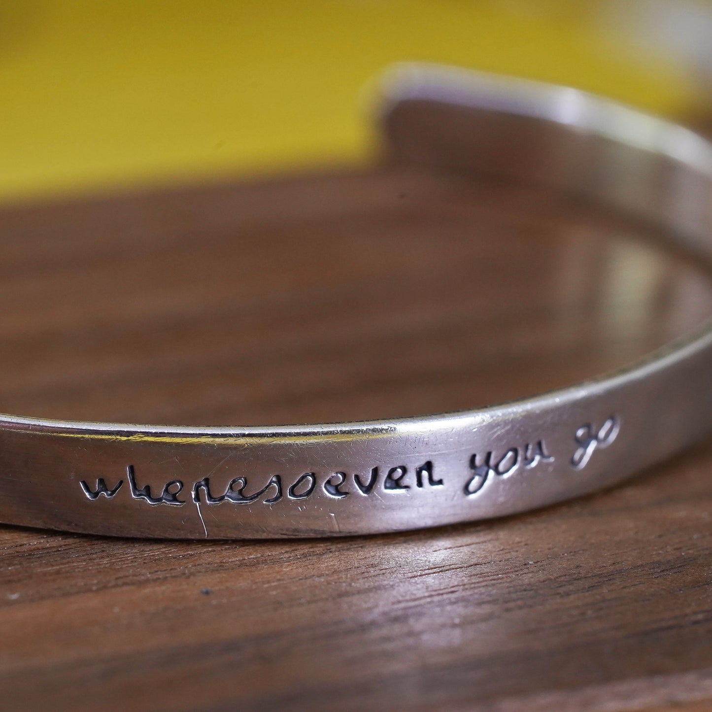 6.5", Far fetched Sterling silver bracelet, 925 cuff wherever you go with heart