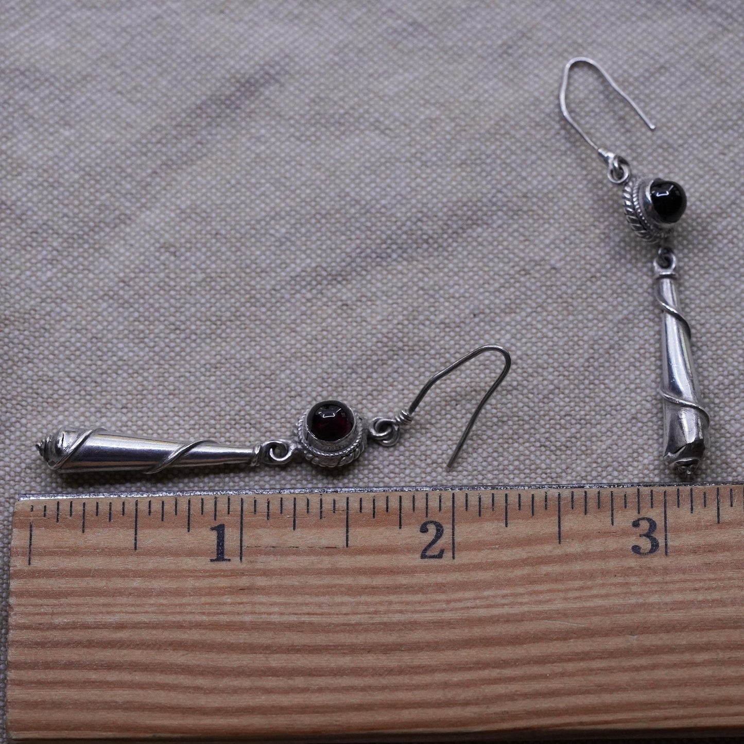 Vintage Sterling silver 925 handmade garnet teardrop earrings