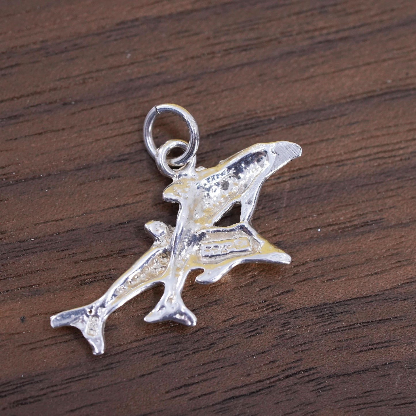 Vintage Sterling silver handmade pendant, 925 dolphin charm