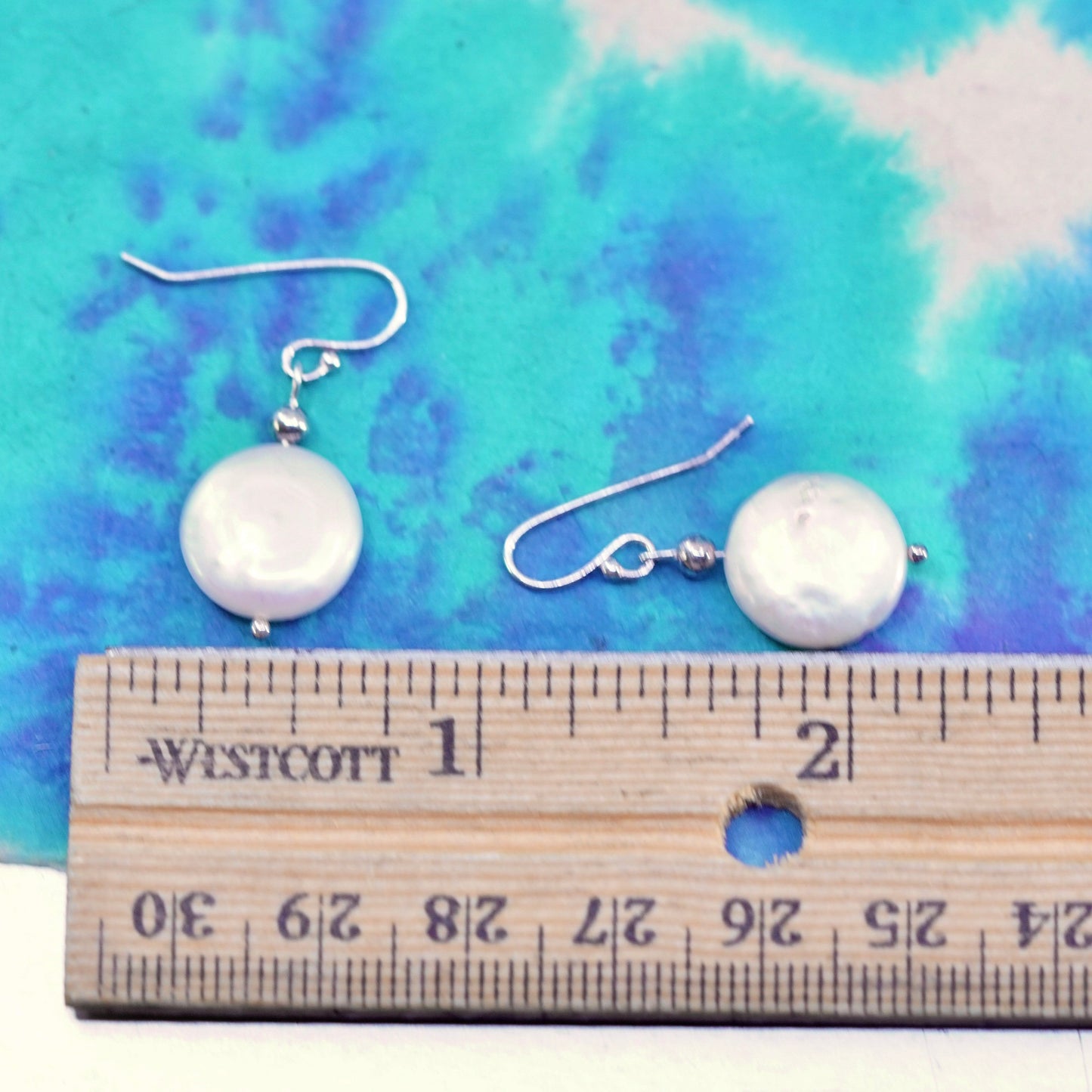 Vintage Sterling silver 925 handmade earrings with coin pearl