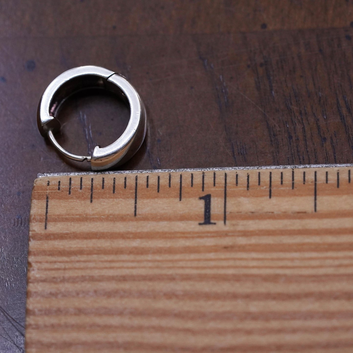 0.5”, Vintage sterling silver single earring, 925 huggie hoop
