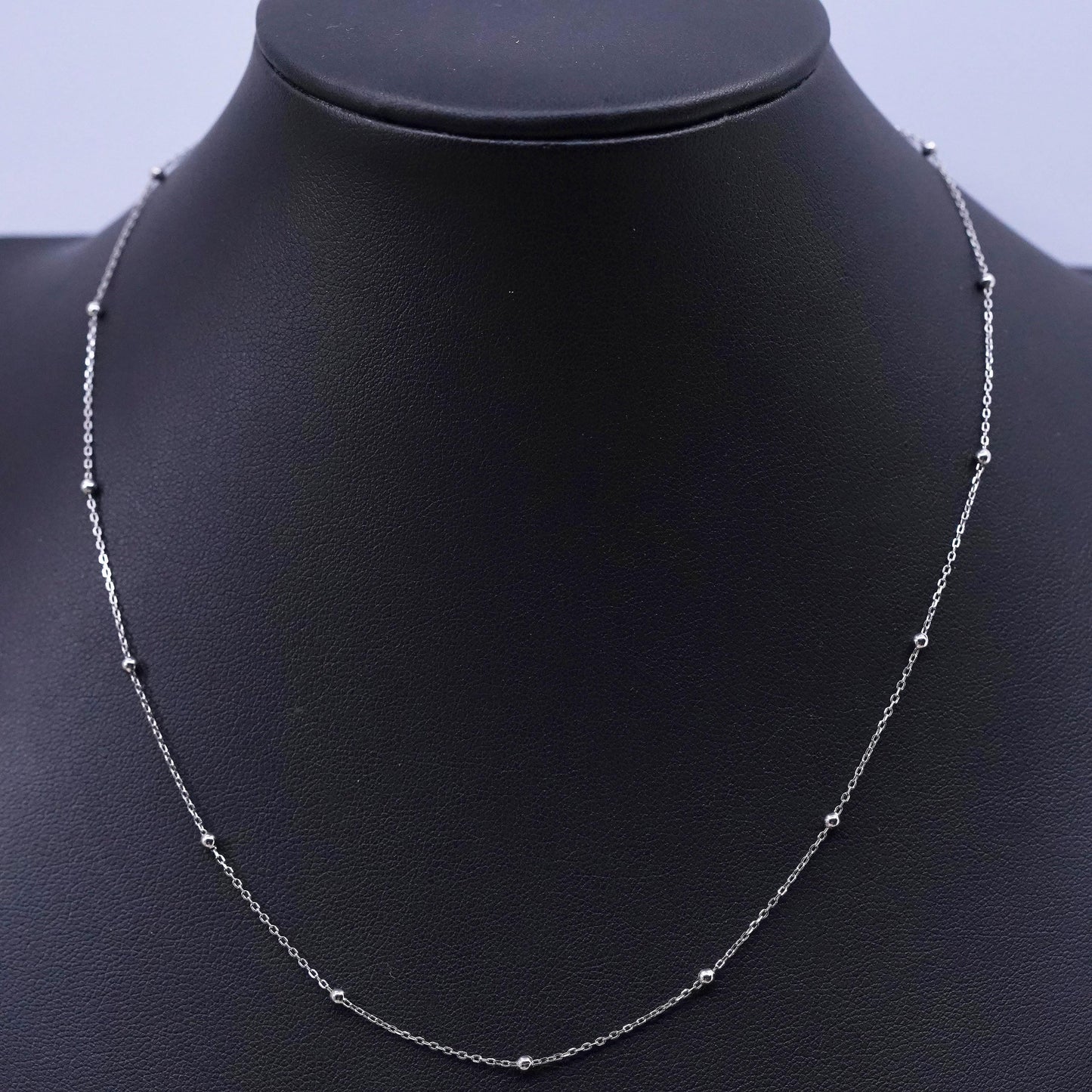 12+4”, 1mm, Vintage Sterling silver necklace, 925 bead chain