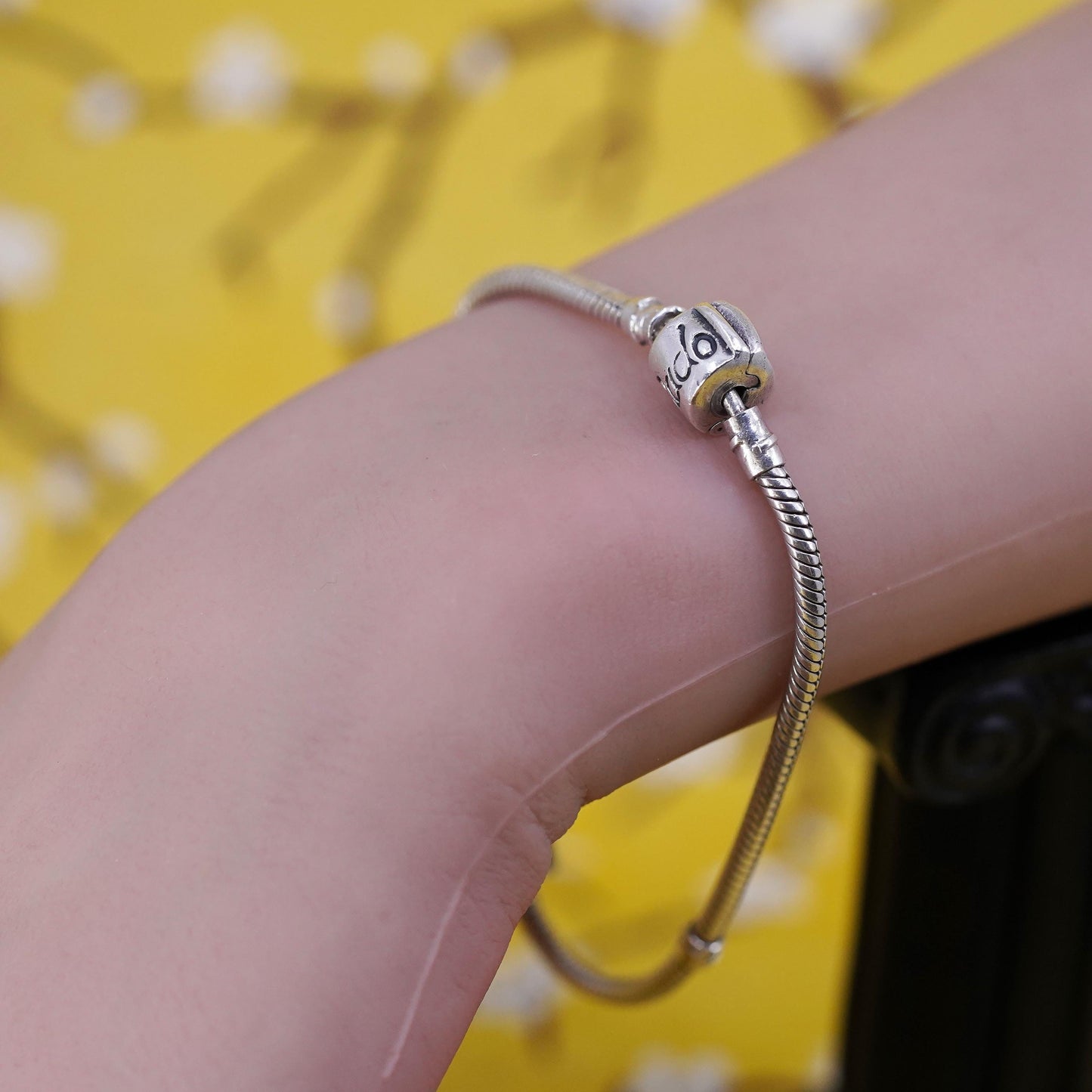 7.5", vintage Silver Rado sterling silver snake charm bracelet
