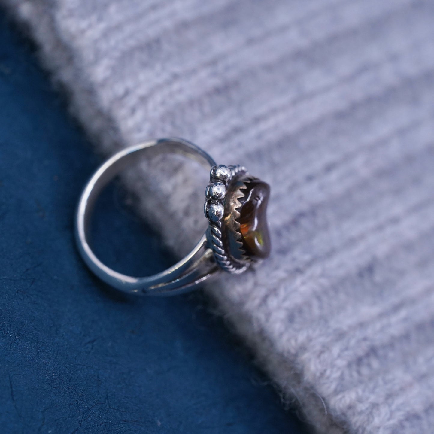 Size 6, Native American Richard Begay sterling 925 silver handmade ring abalone