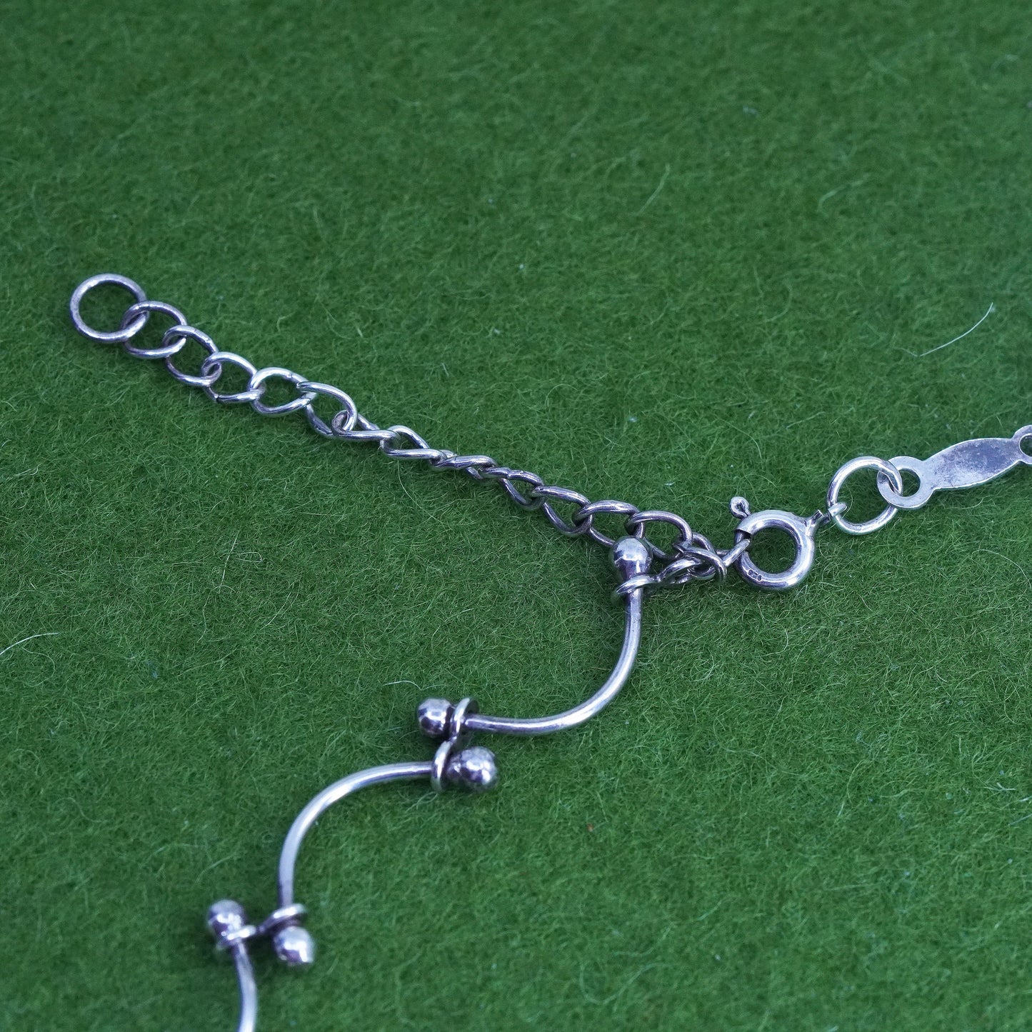 14+2", Vintage sterling silver chain with dna link, fine 925 silver necklace