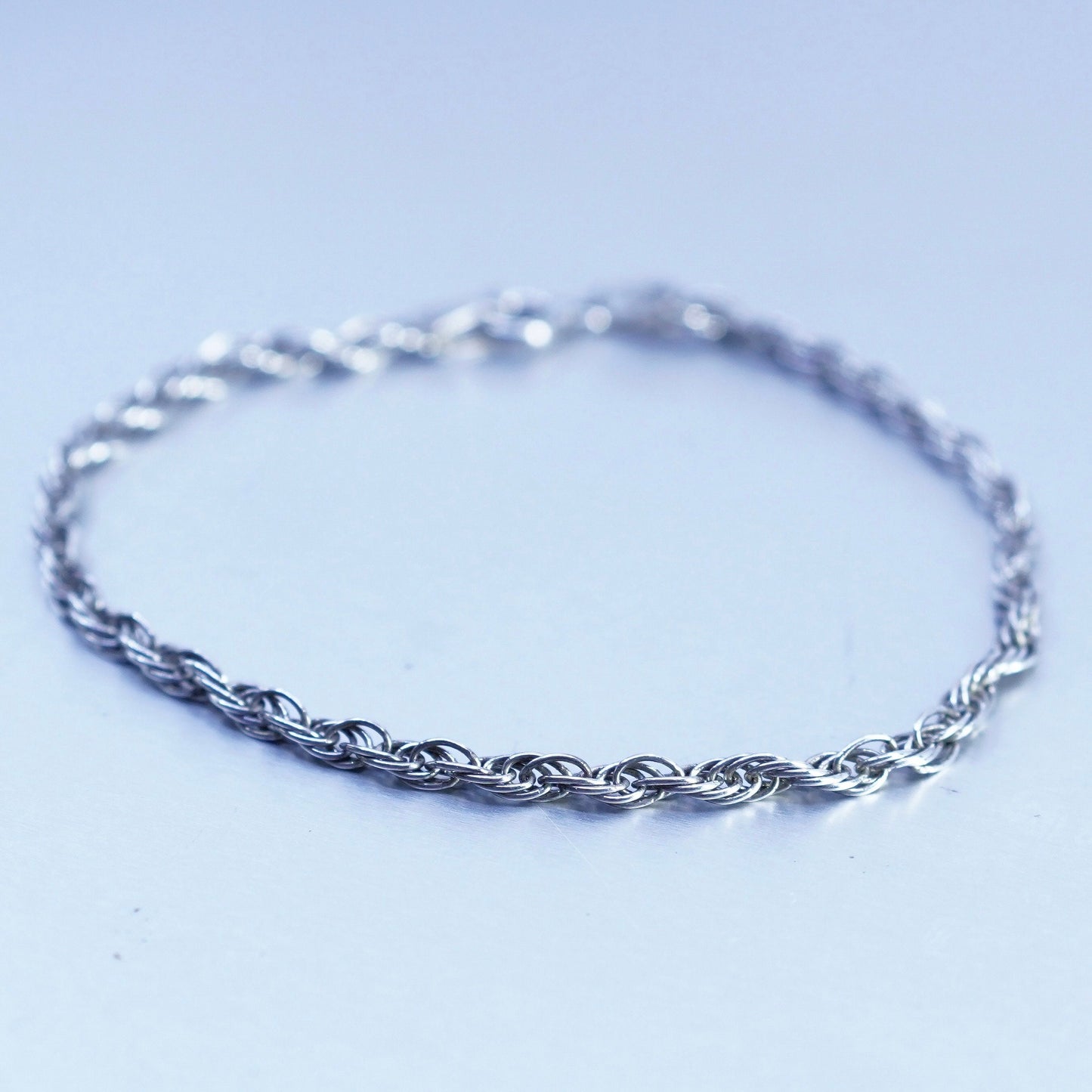 6.75”, vintage Sterling 925 silver bracelet, Singapore rope chain