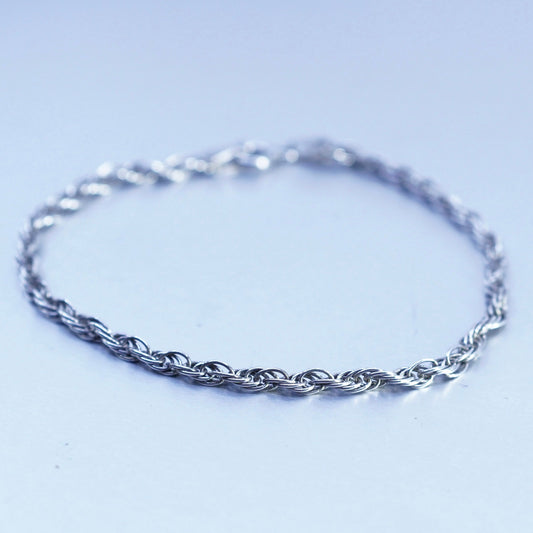 6.75”, vintage Sterling 925 silver bracelet, Singapore rope chain