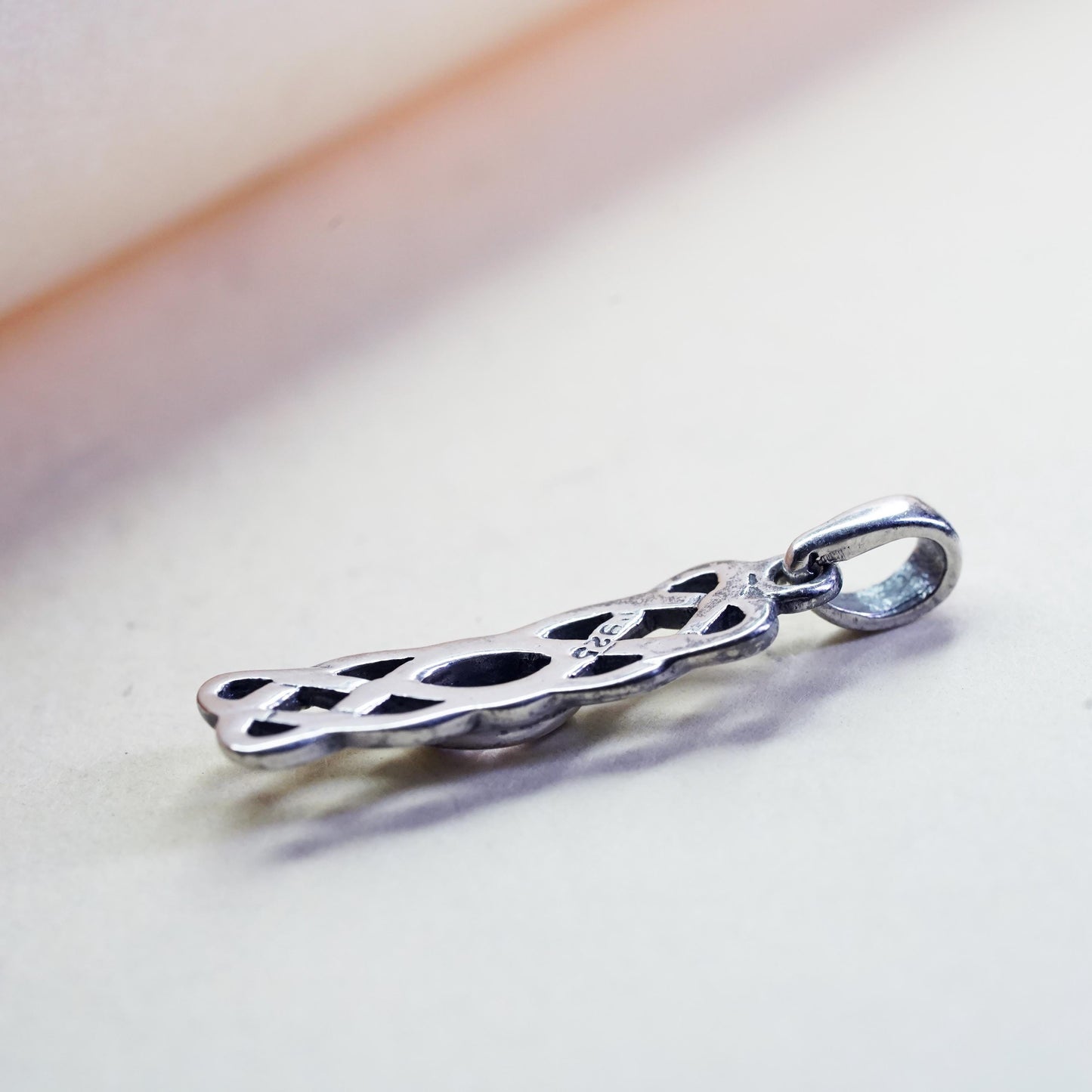 sterling silver handmade pendant, 925 silver Irish Celtic knot charm amethyst