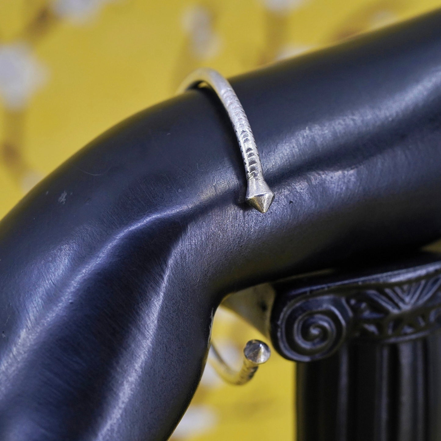 6.75", Southwestern sterling silver bracelet, stackable textured 925 cuff