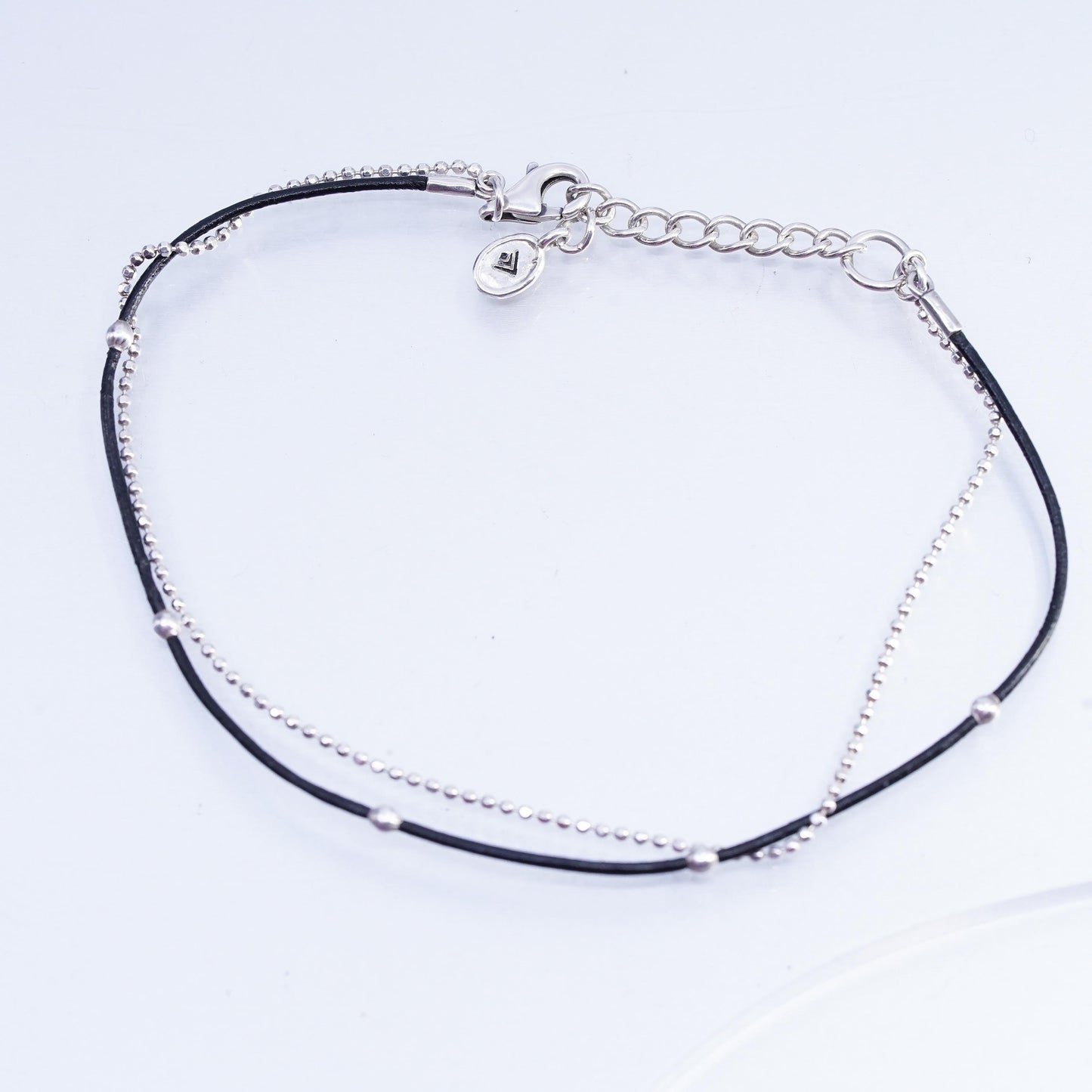 7+1.5”, Silpada “Double the Fun” Leather Sterling double strands Bracelet B2700