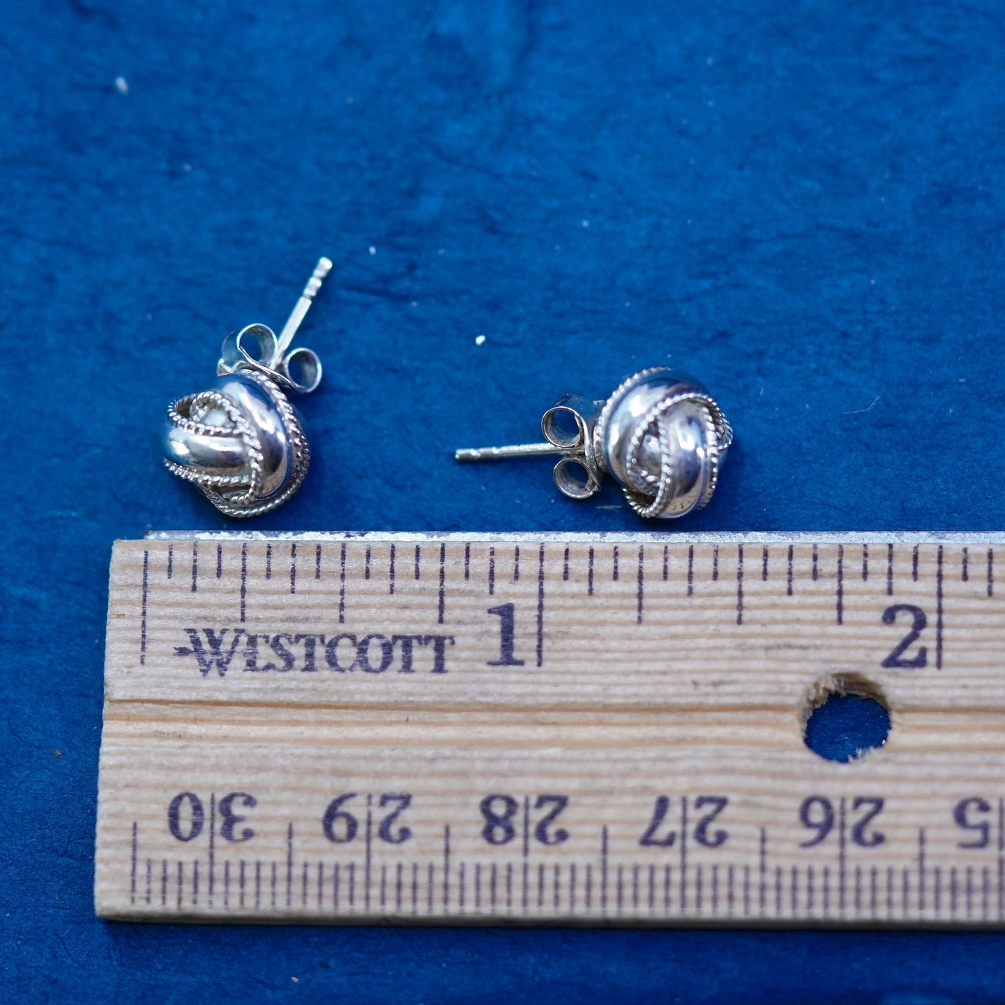 Vintage Sterling silver handmade earrings, 925 entwined studs