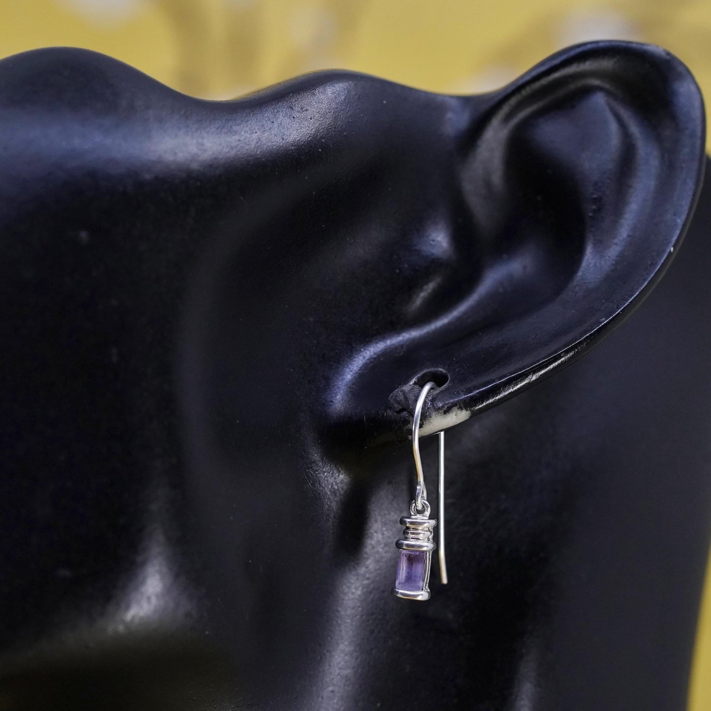 Vintage Sterling 925 silver handmade earrings with amethyst