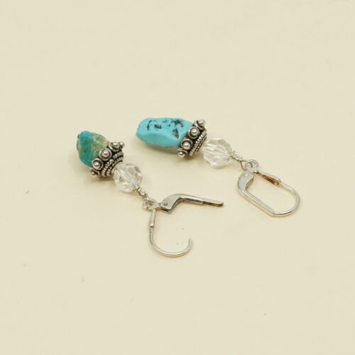 Amazing handmade Sterling 925 Silver earrings, 925 Turquoise Dangles