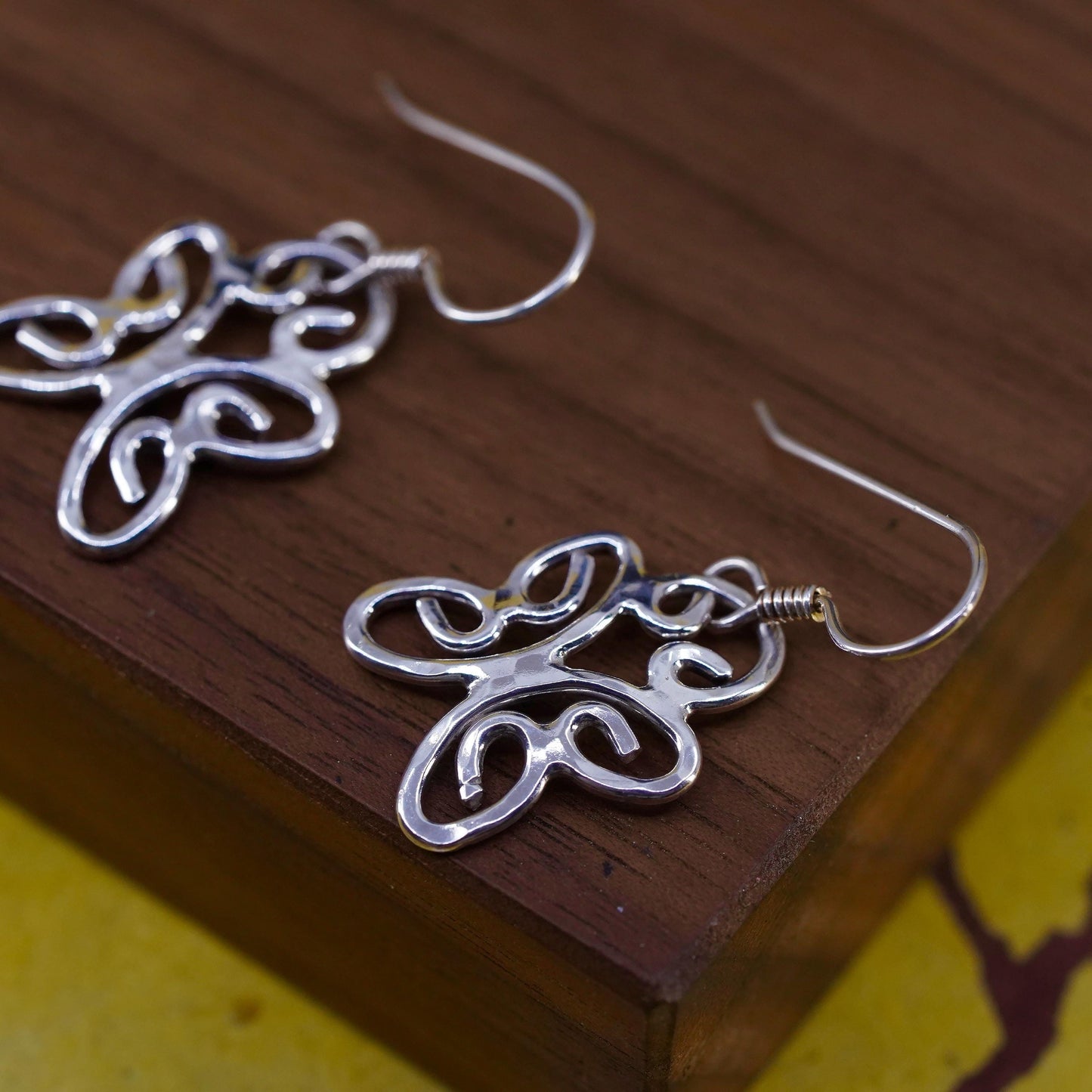 Vintage Sterling silver handmade earrings, 925 filigree butterfly