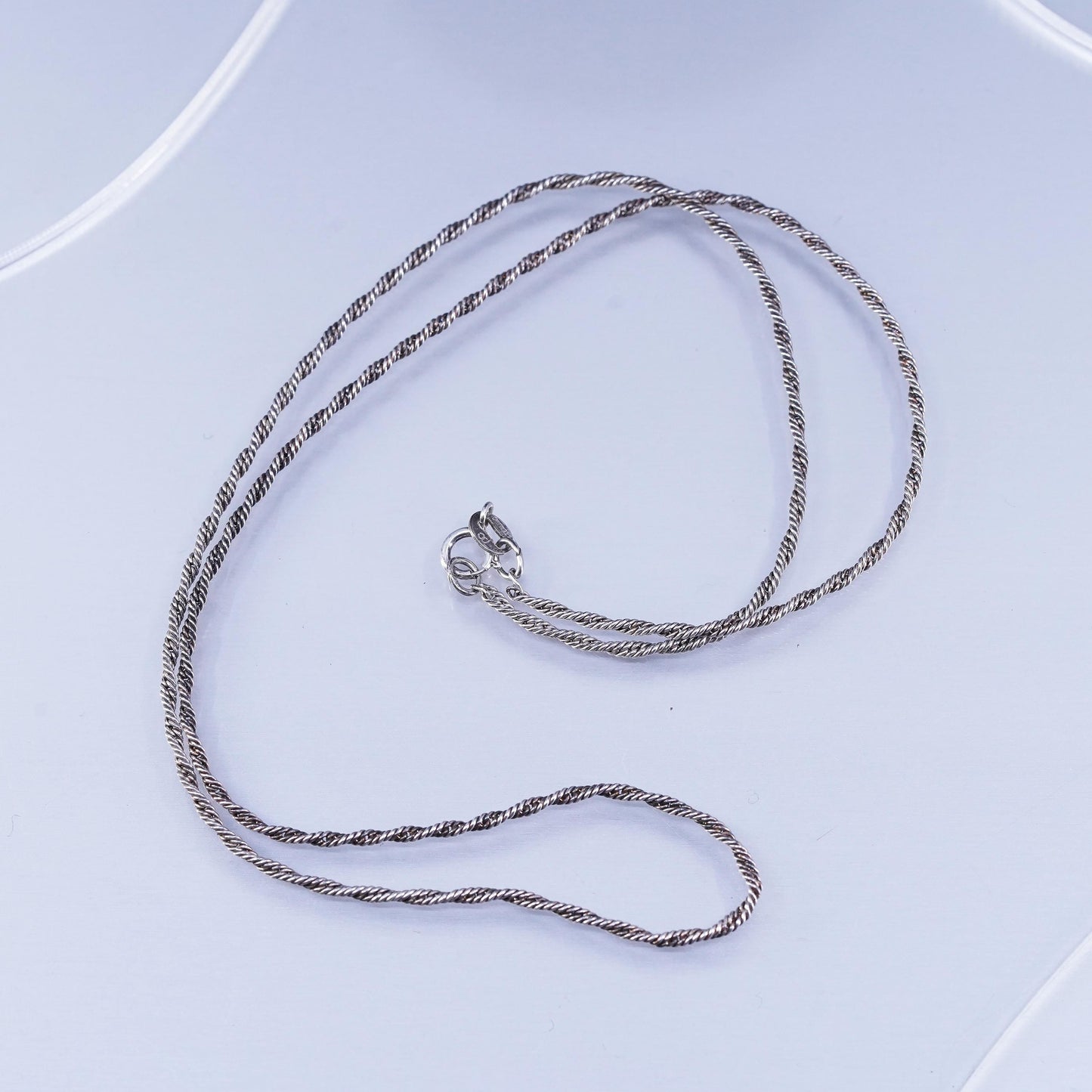 18” 2mm, vintage Italian Sterling 925 silver twisted snake chain necklace