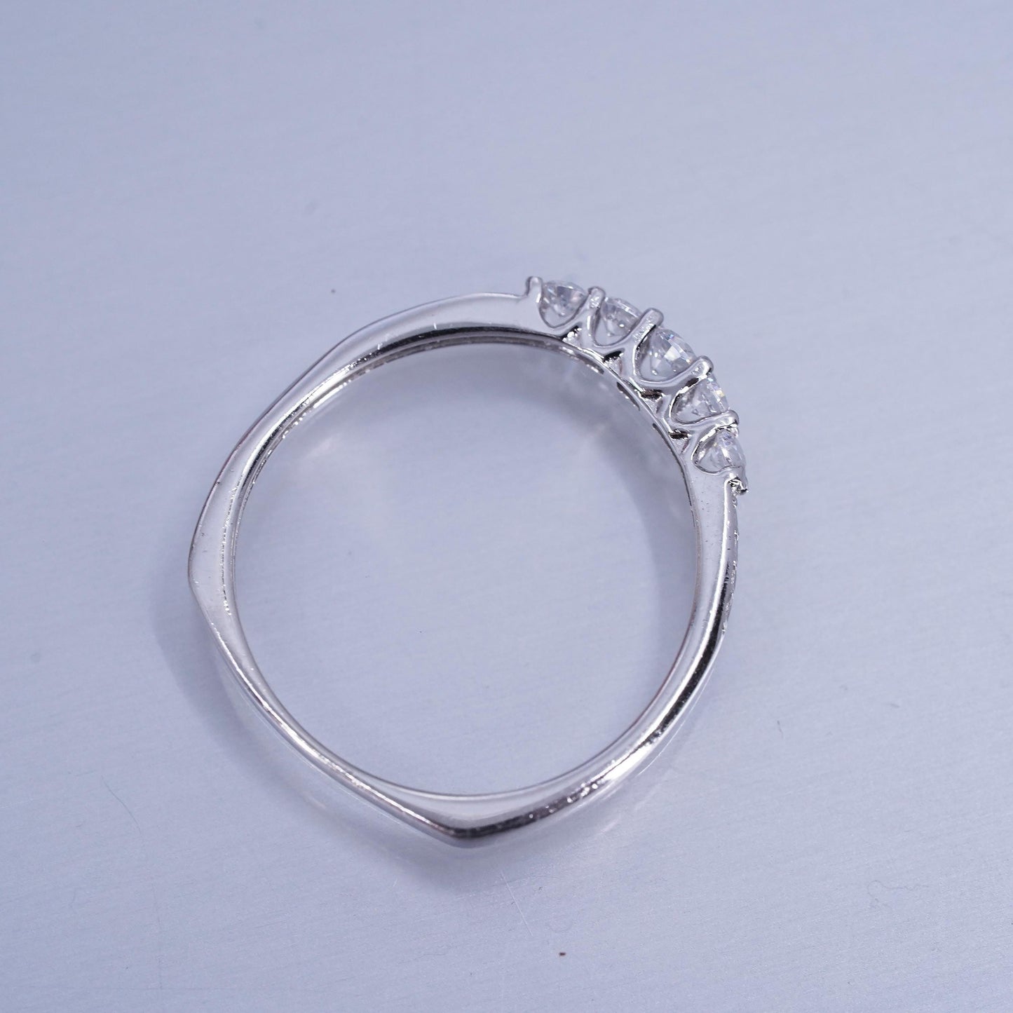Size 10, vintage southwestern Sterling 925 silver wedding ring, Cz band