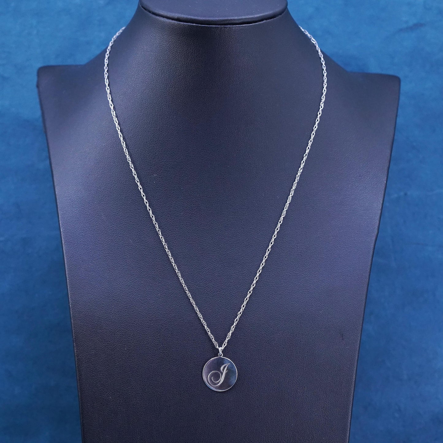 18", vintage Sterling silver necklace, 925 Singapore rope chain tag letter G