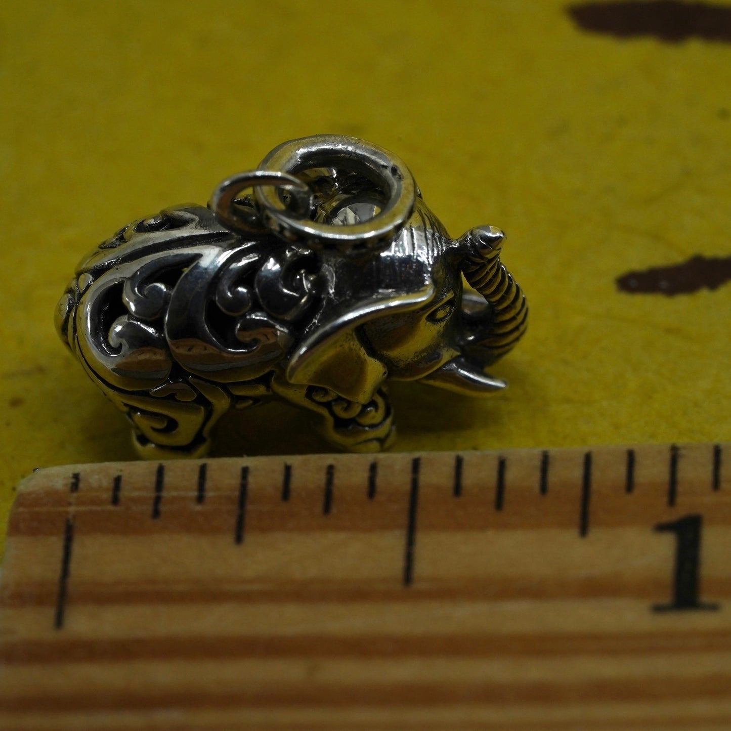 Vintage Sterling silver handmade pendant, dotted 925 elephant