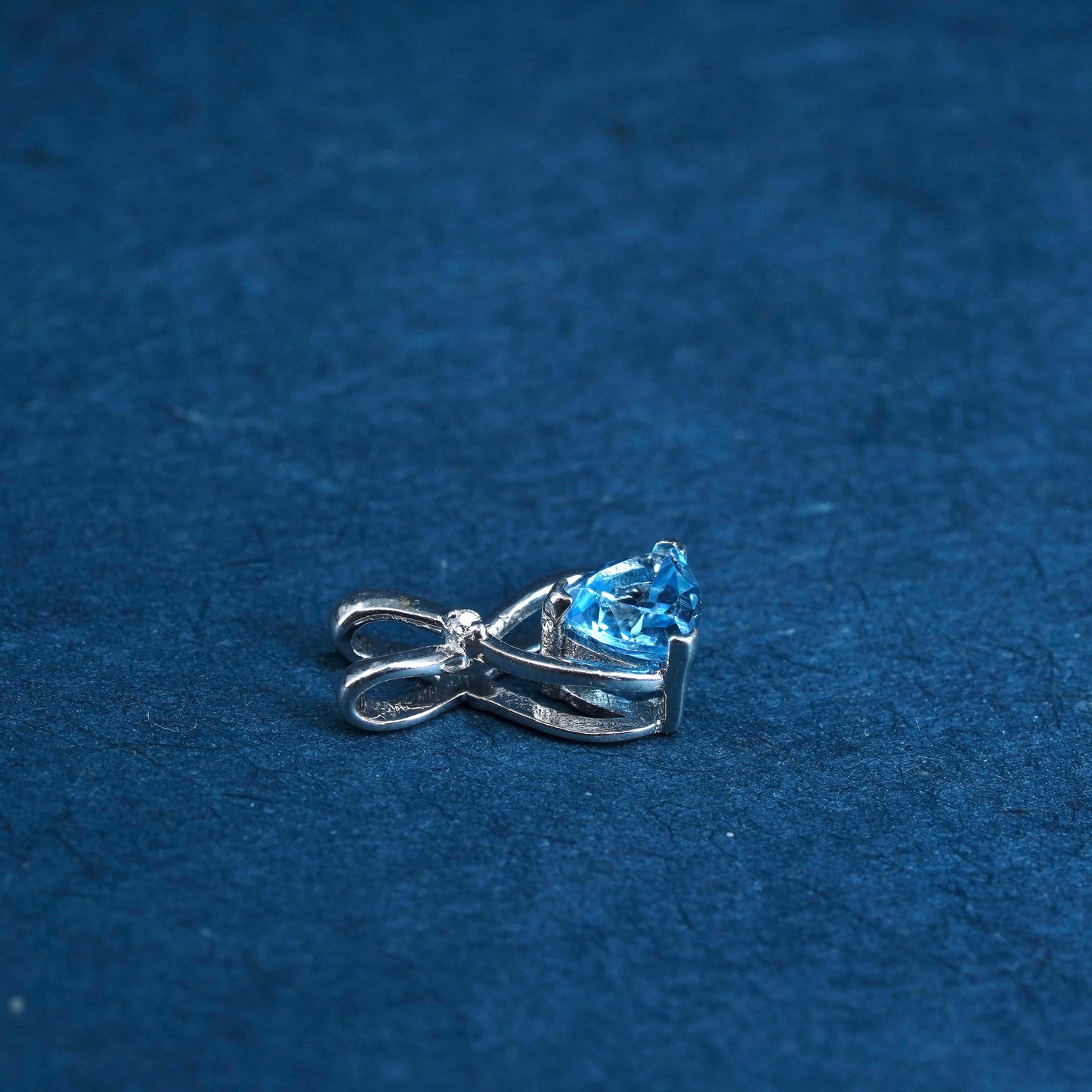 Vintage sterling 925 silver handmade pendant with blue topaz stone