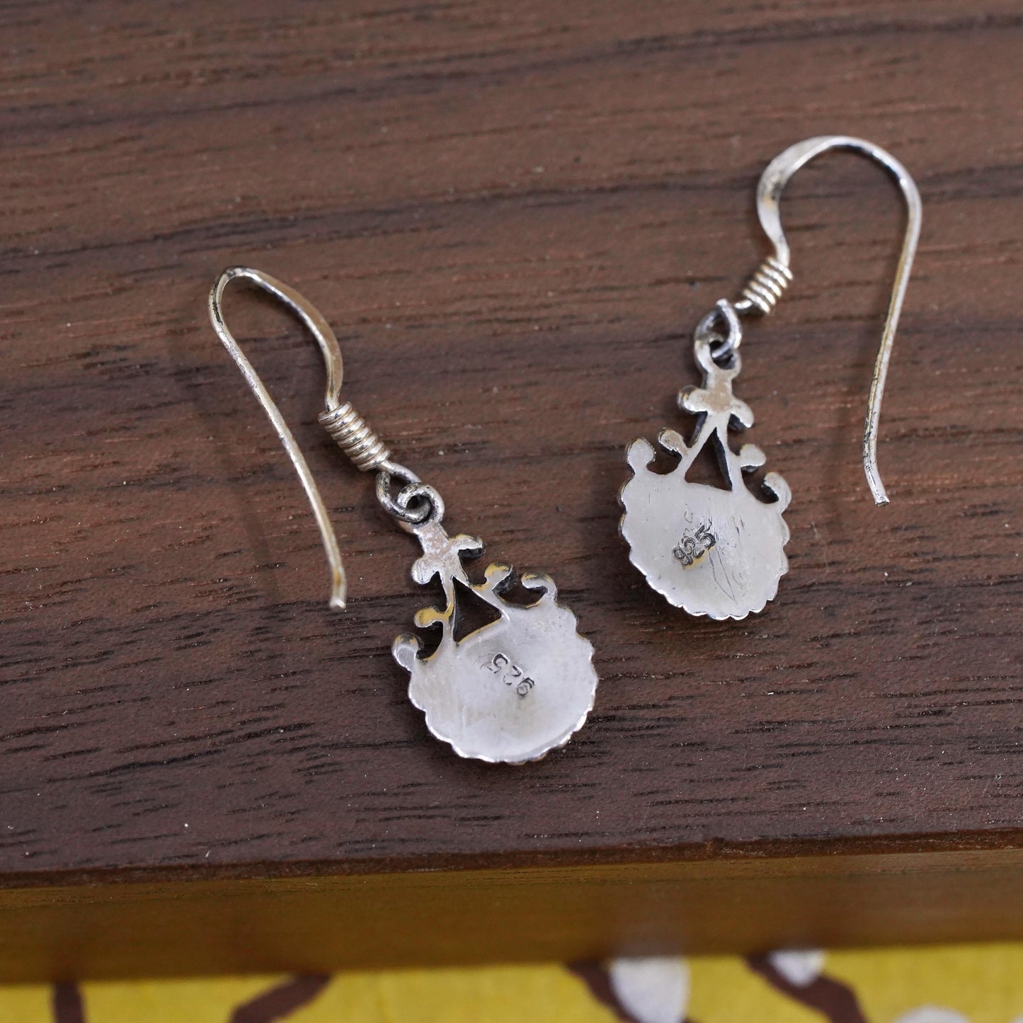 Vintage Sterling 925 silver handmade earrings with onyx and beads