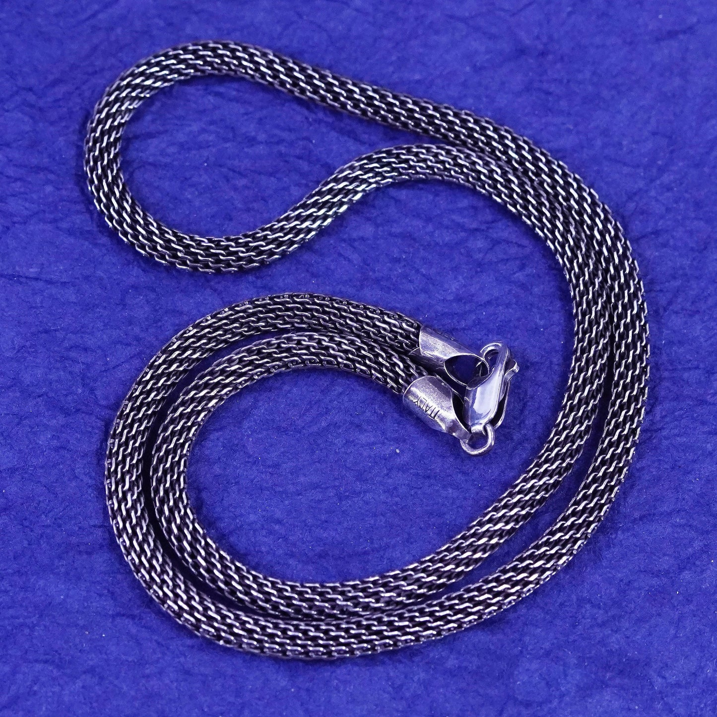 18”, 5mm, vintage Sterling silver handmade necklace, bold 925 mesh chain