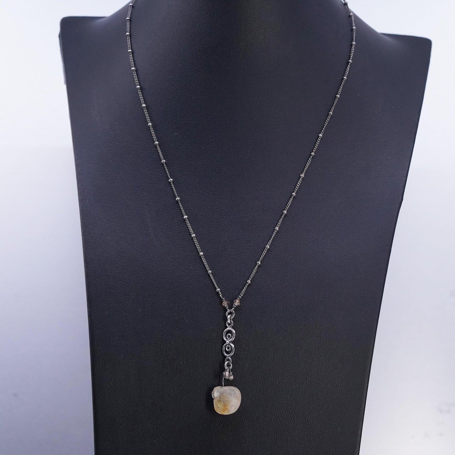 18+1", Athena Designs Sterling 925 silver necklace ritualized quartz pendant