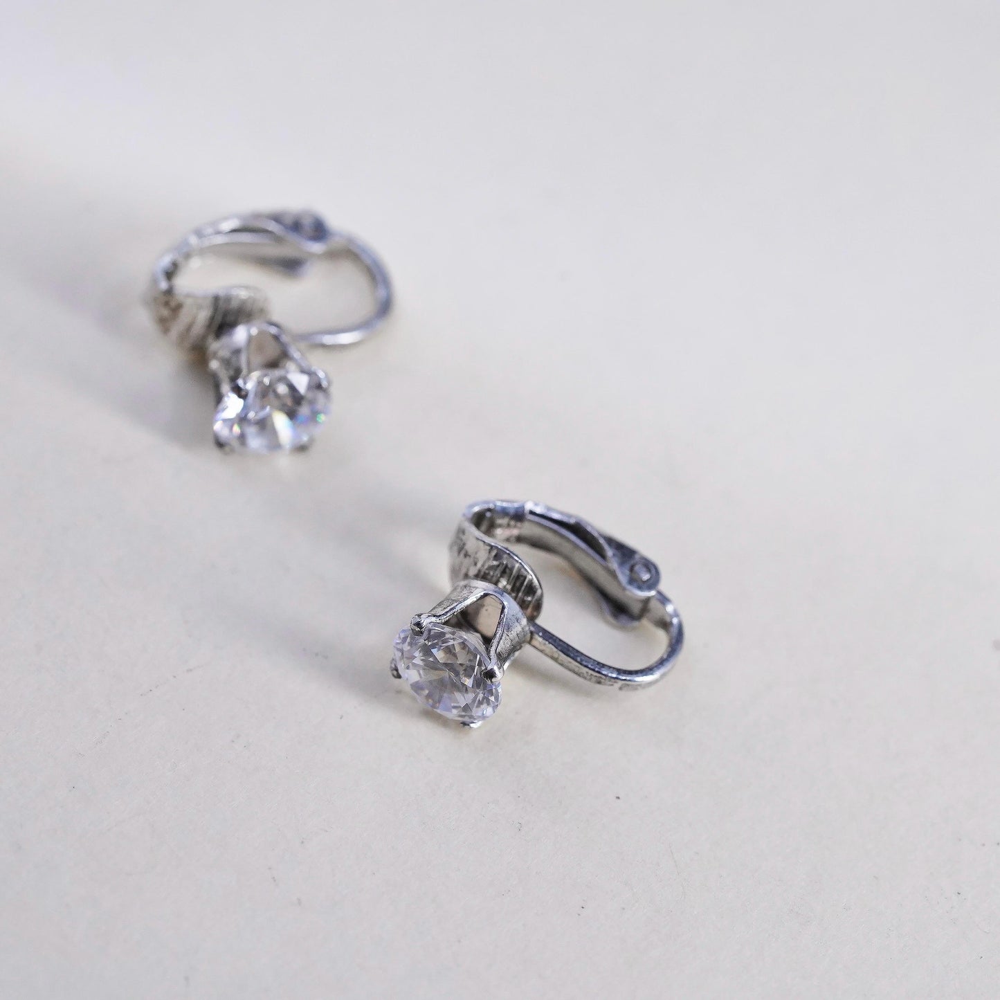 Fashion sterling silver earrings, 925 silver dangles with clear Cz lever back