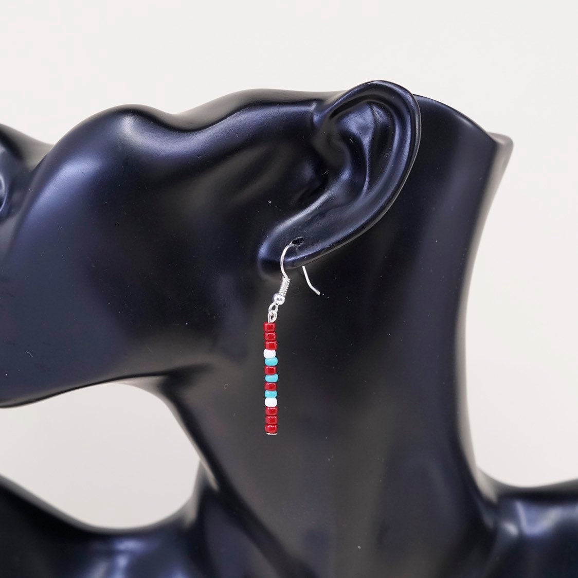 VTG southwestern sterling 925 silver earrings W/ turquoise N red coral beads