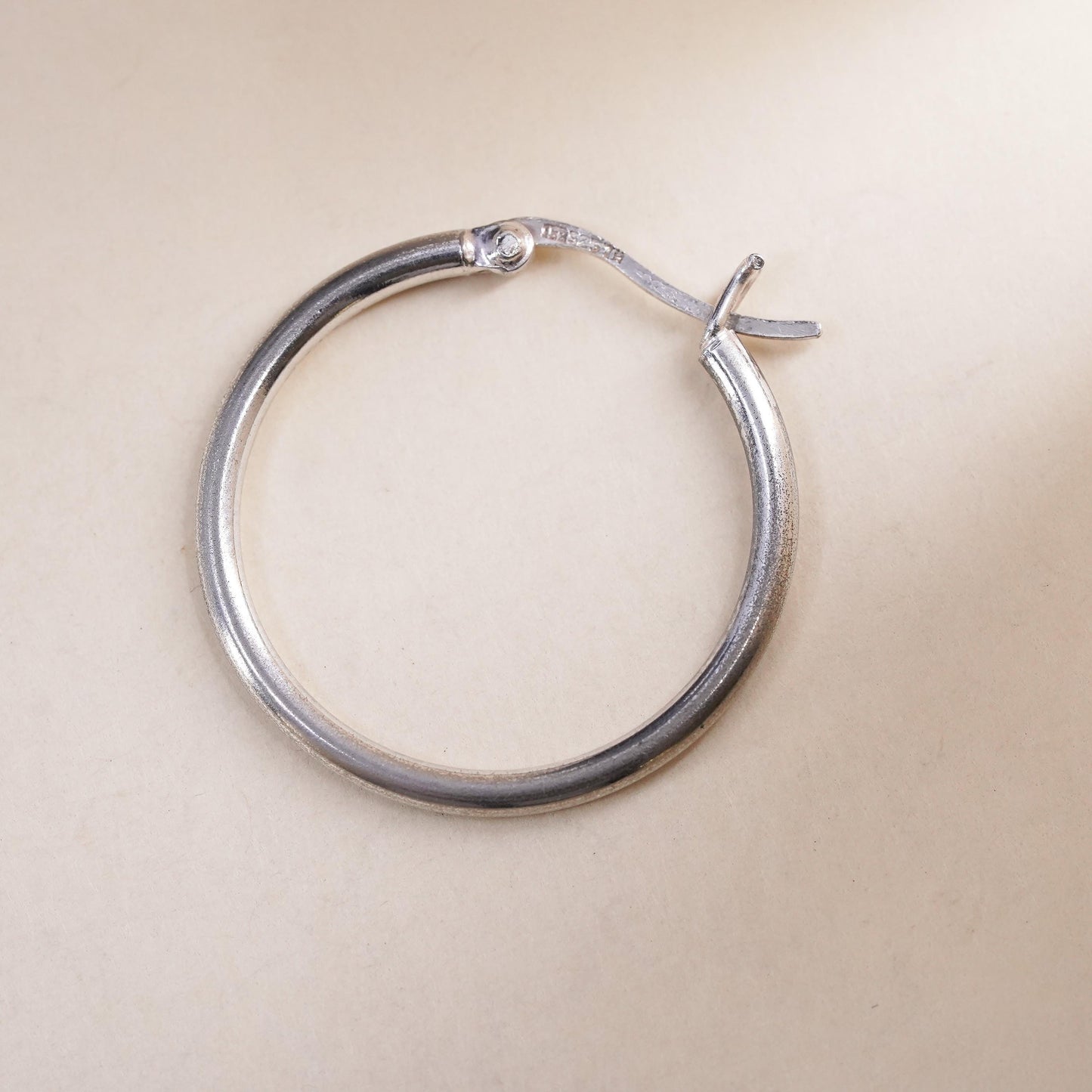 1", Vintage sterling silver loop single earring, minimalist primitive hoop