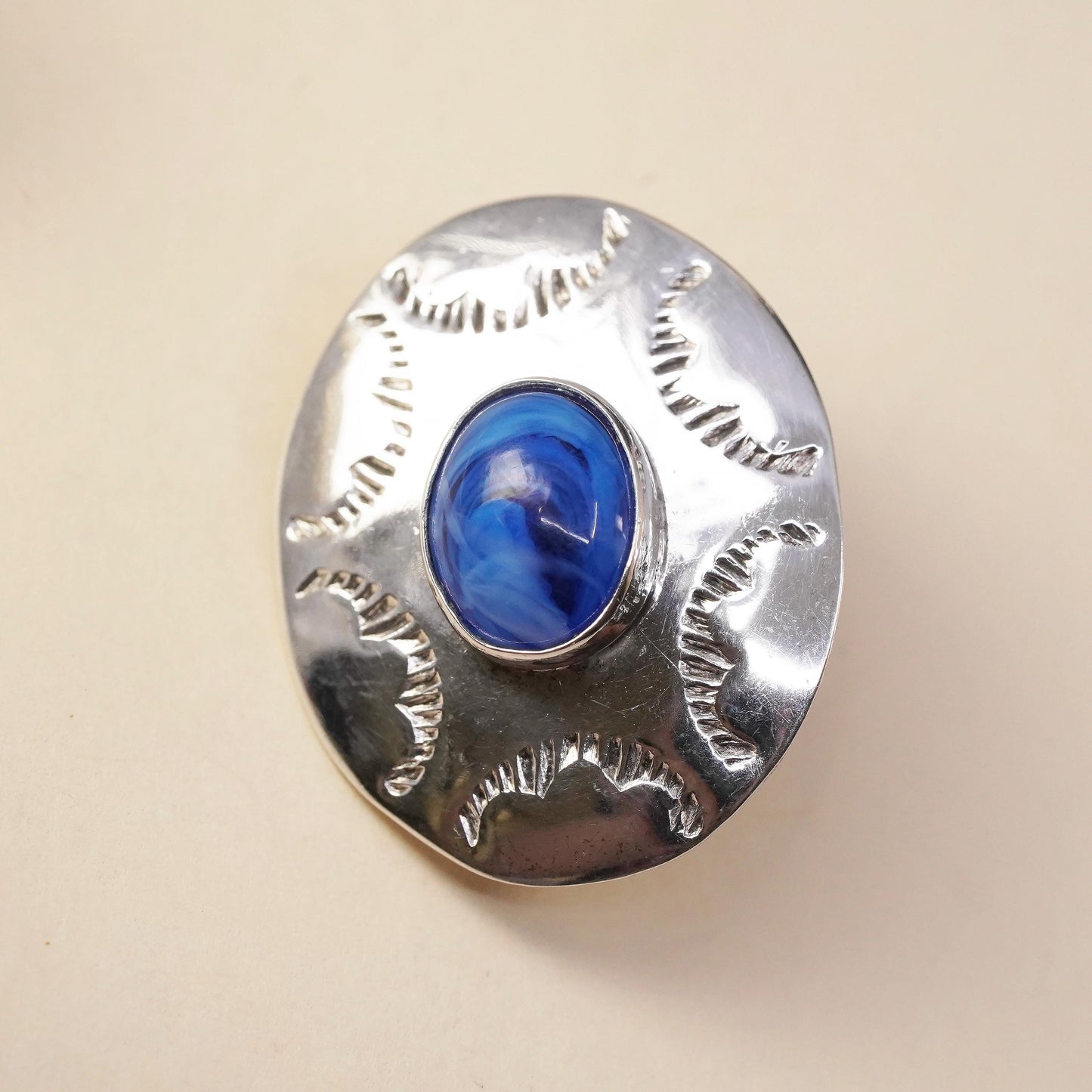 Native American Navajo single earring. Navajo Sterling 925 silver stud lapis