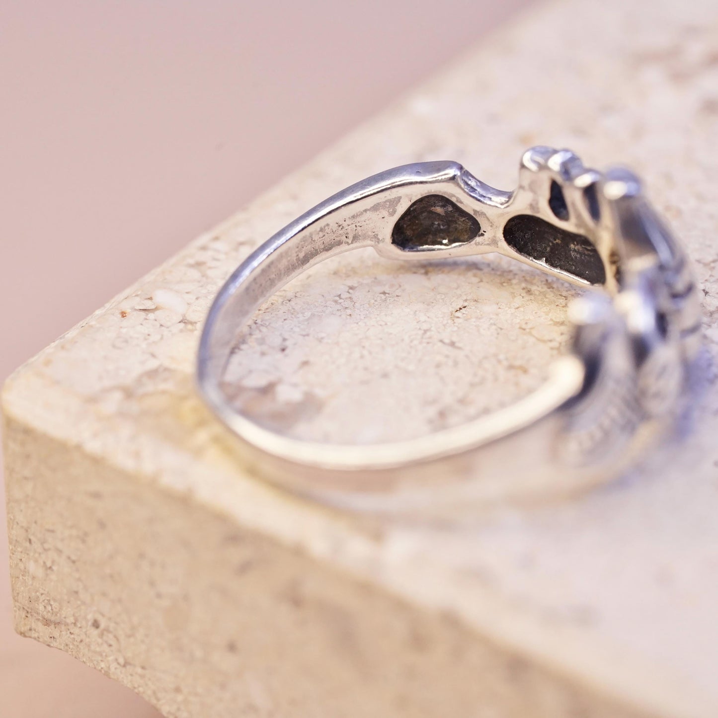 Size 8, Vintage sterling silver handmade hot air balloon ring, 925 band