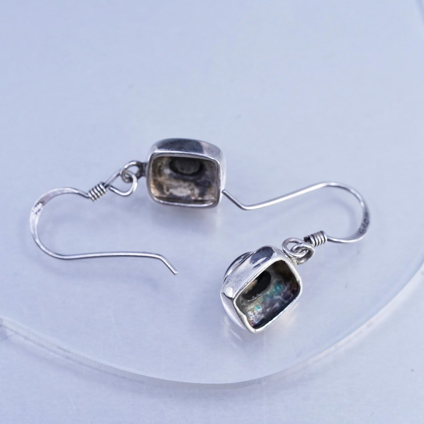 Vintage Sterling 925 silver handmade earrings with black onyx