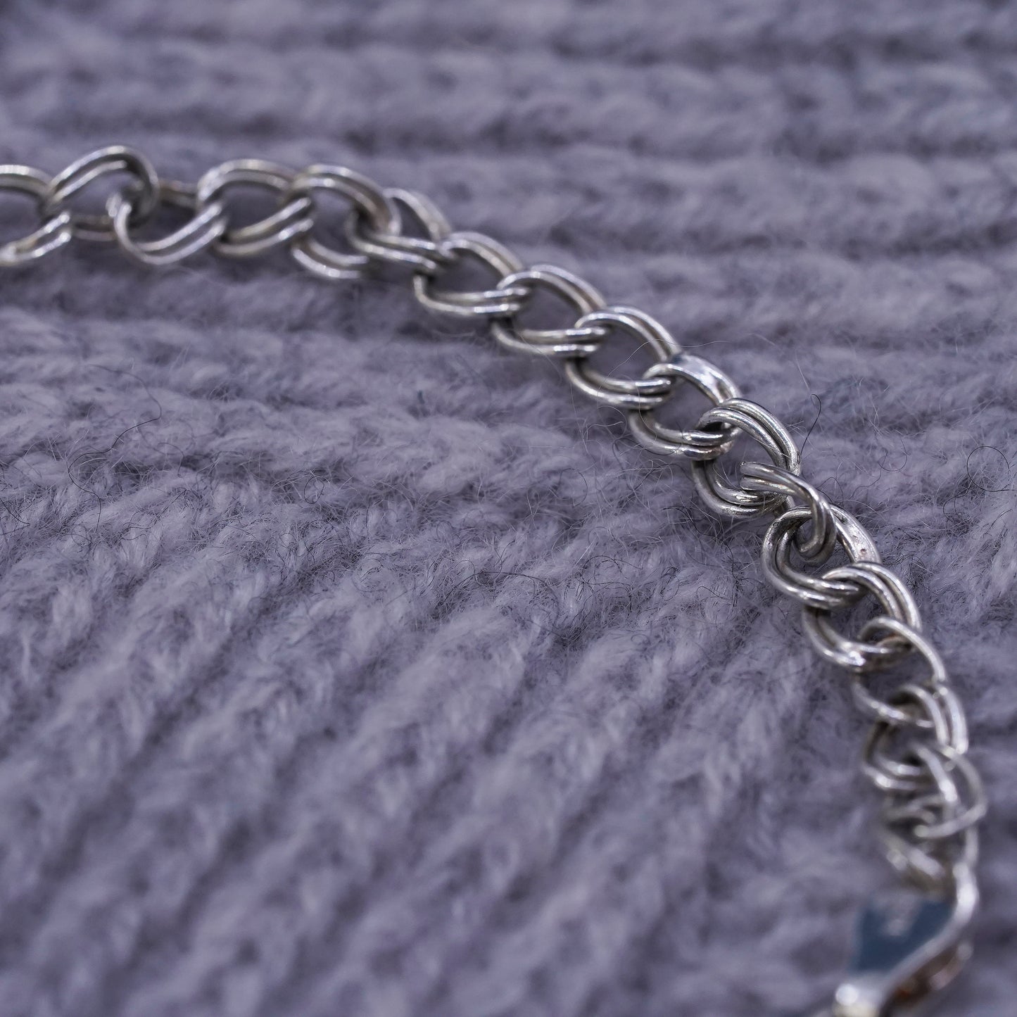 7.75", Sterling silver handmade charm bracelet, 925 double curb link chain
