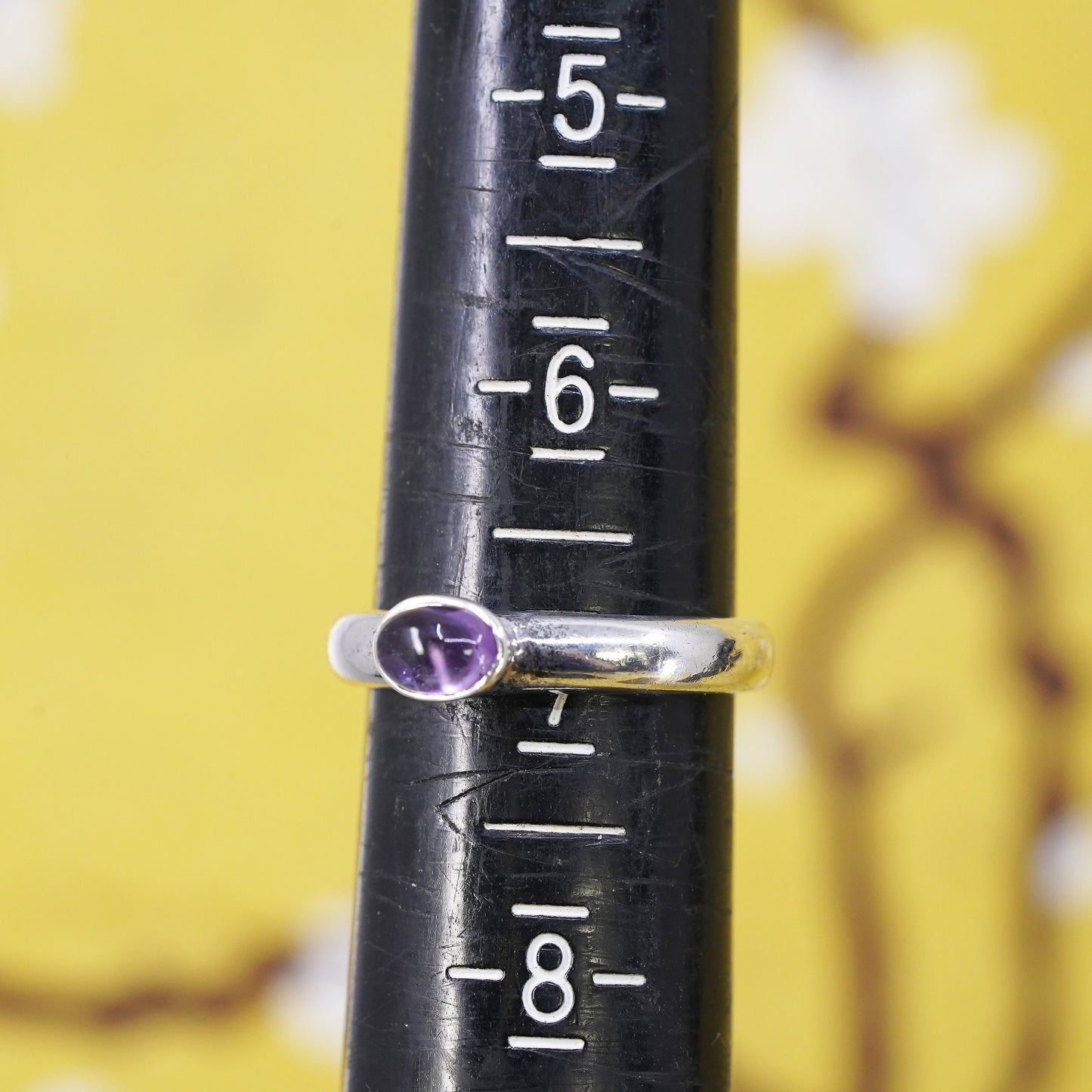 Size 7, vintage Sterling silver handmade ring, 925 band with amethyst