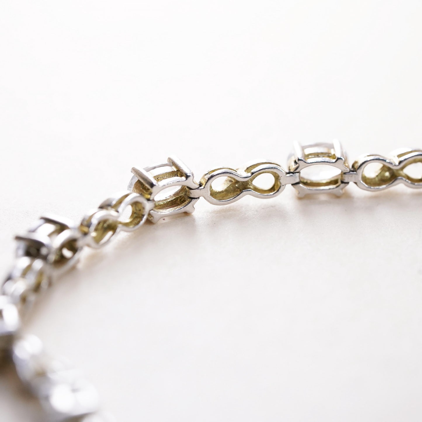 7.25”, vermeil gold sterling 925 silver tennis bracelet blue topaz diamond