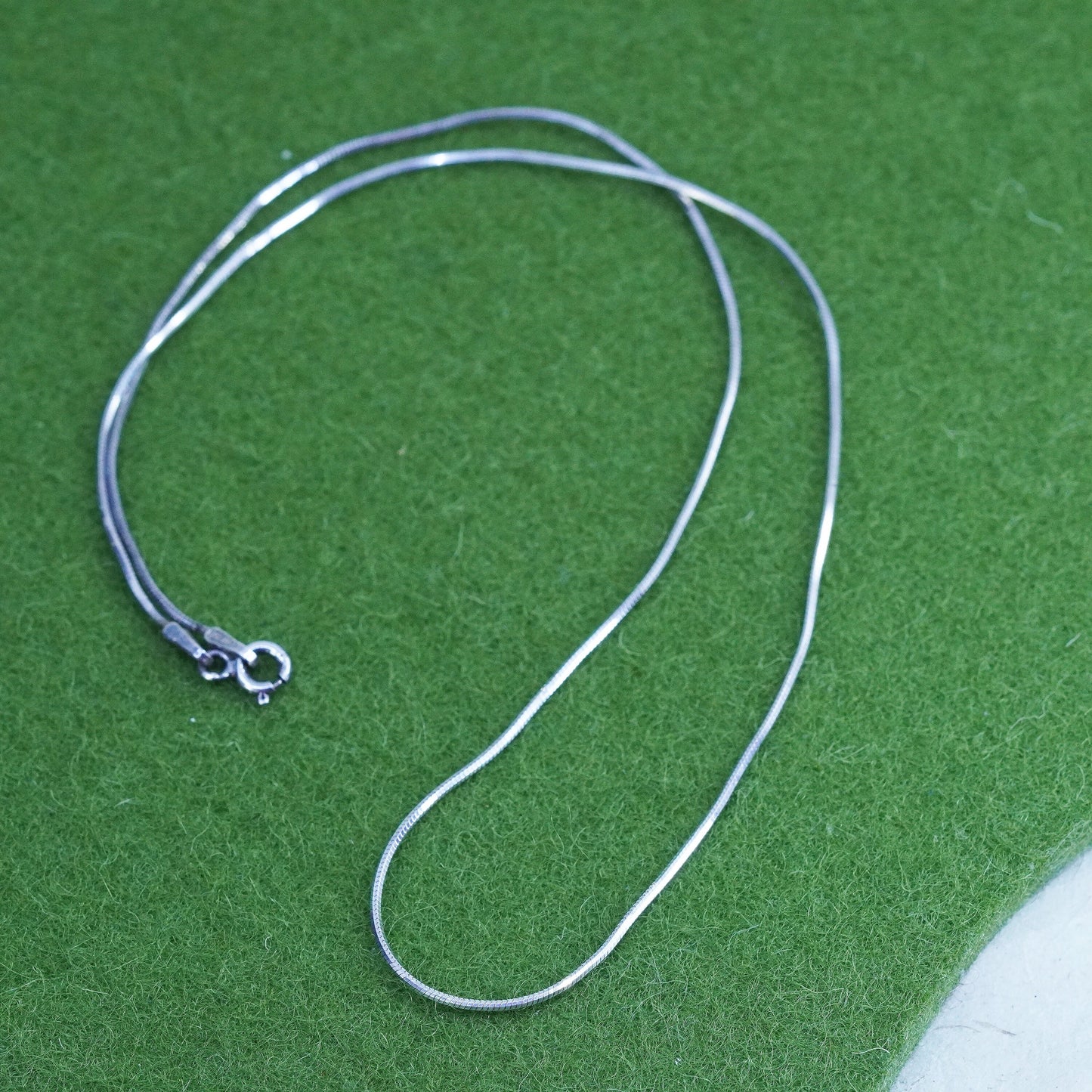 16”, 1mm, Vintage sterling silver square snake chain, Italy 925 necklace
