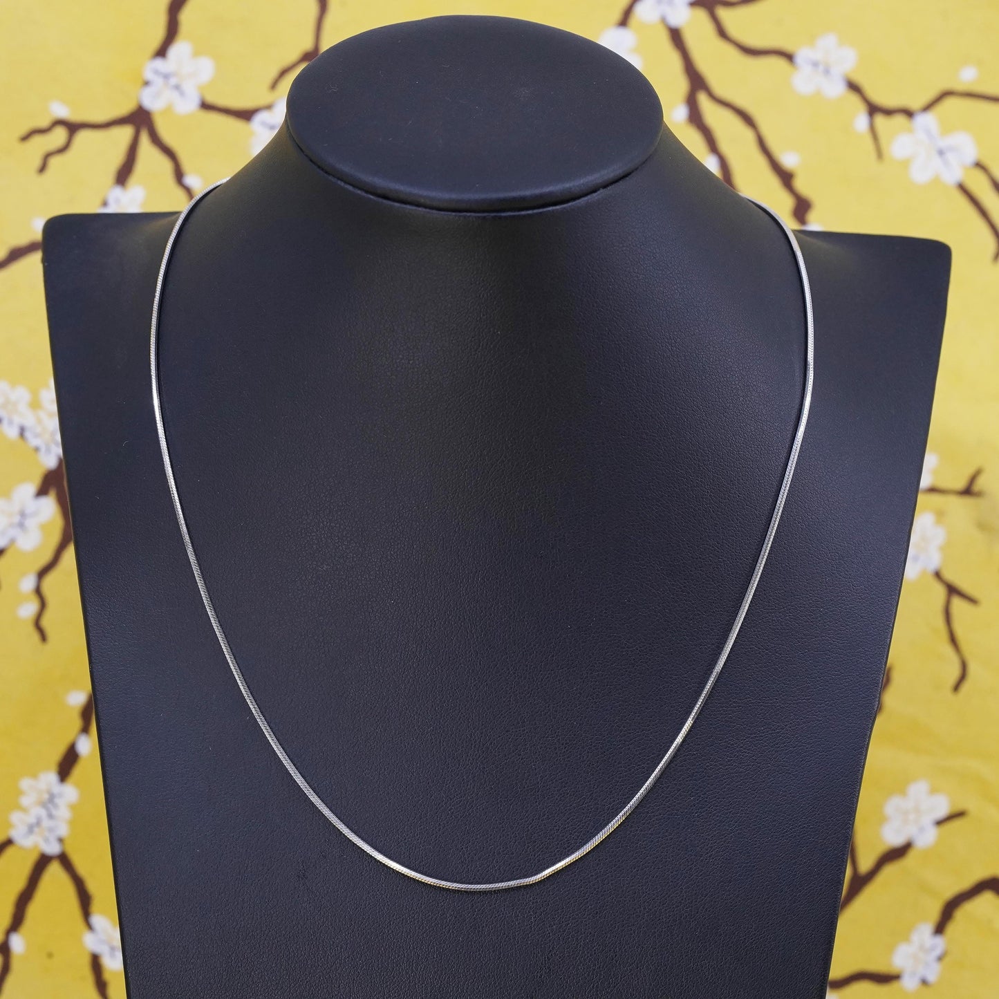 18" 1mm, vintage Sterling silver necklace, Italy 925 square snake chain
