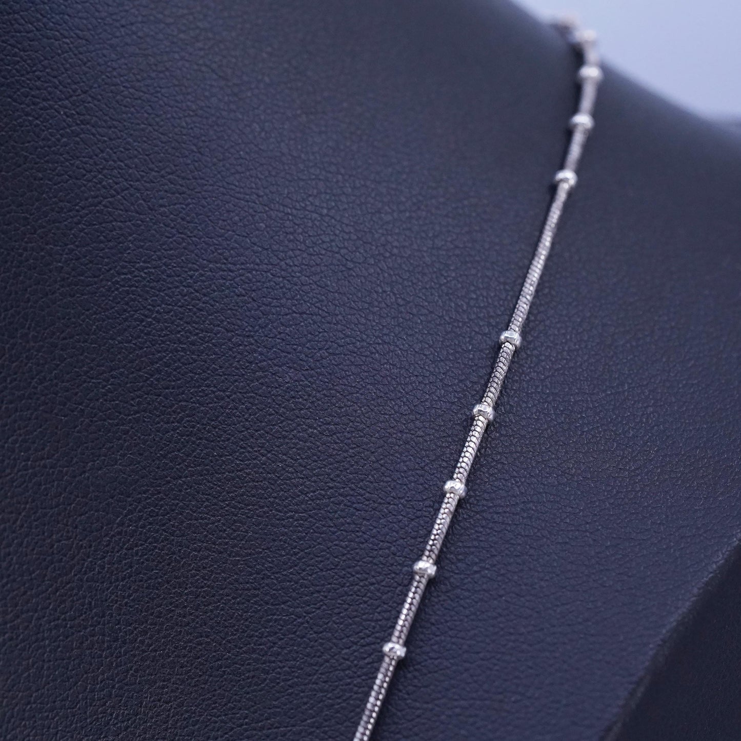 24” 1mm, vintage Italian Sterling 925 silver bead snake chain necklace
