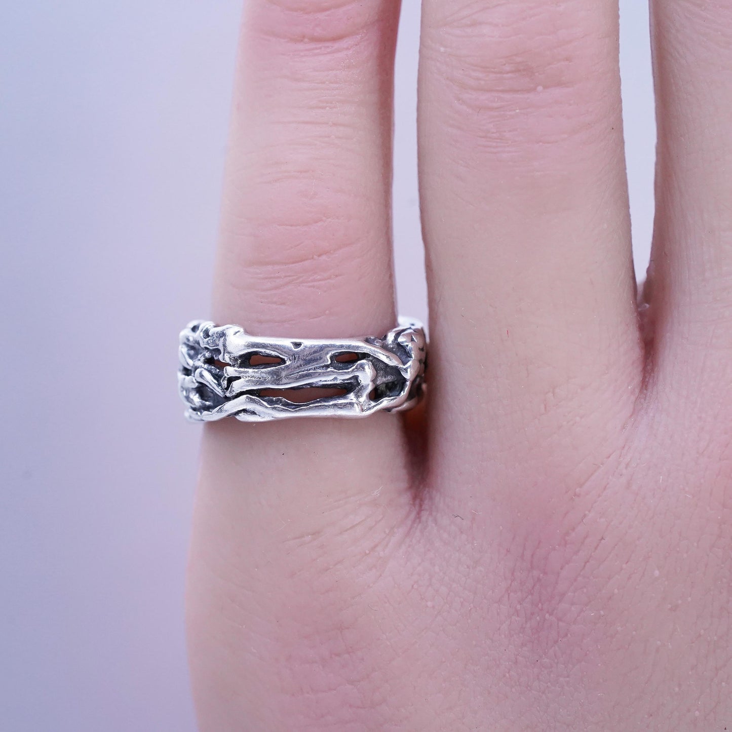 Size 5, southwestern Sterling 925 silver handmade ring, liquid silver band
